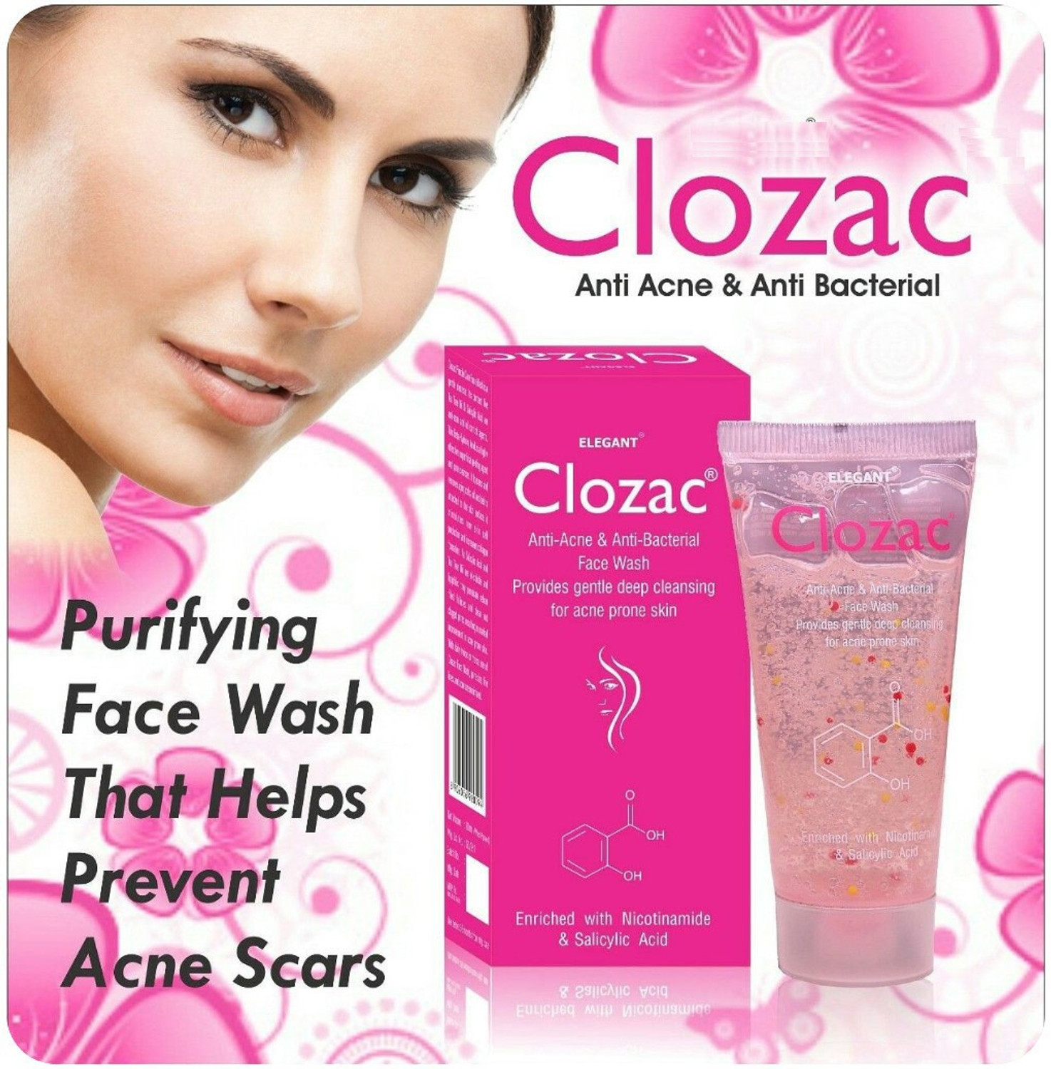 Image of clozac Fairness Facewash Cleansing For Acne Prone Skin Pack of 2 Face Wash