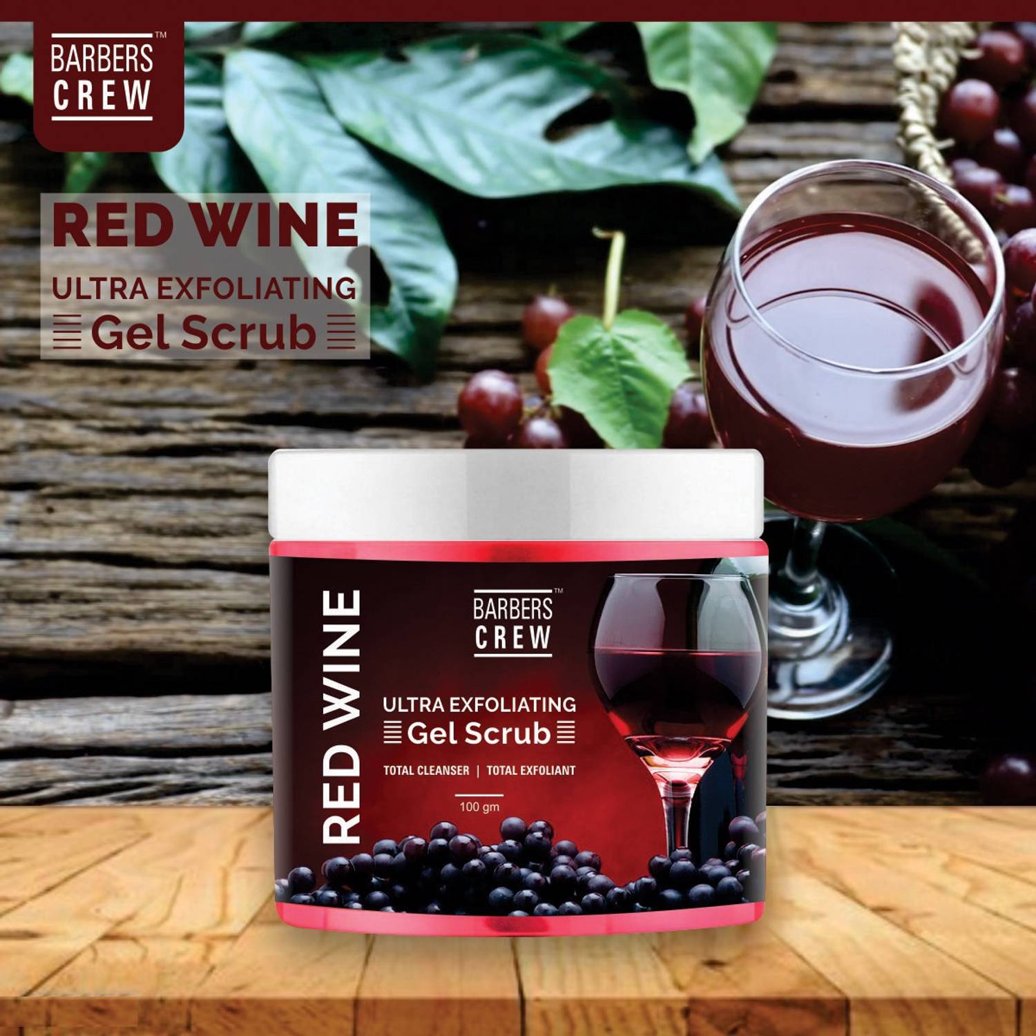 Barbers Crew Red Wine Face & Body Gel Scrub For Men & Women-100gm Scrub