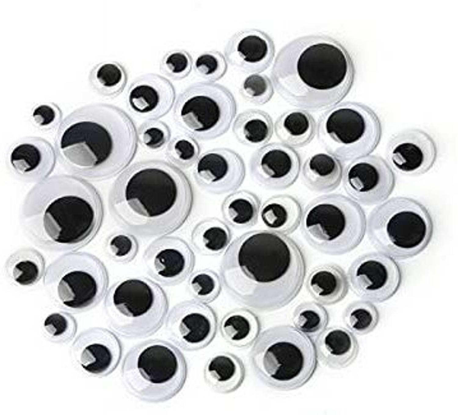 3A Featuretail 200pcs 5 Sizes Mixed Googly/ Wiggle/Doll Eyes for Craft, Doll Making Black/White