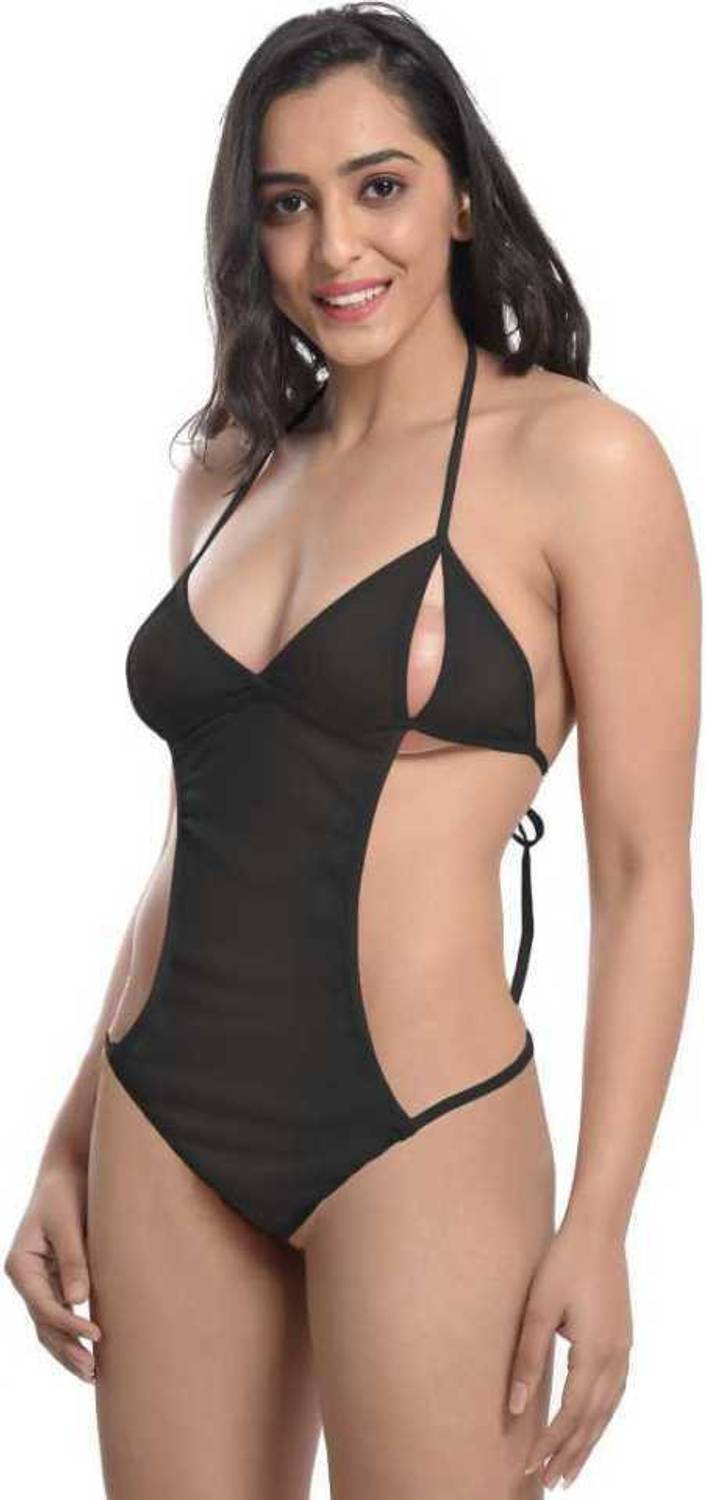 BELLEVINO TEDDY BLACK Solid Women Swimsuit