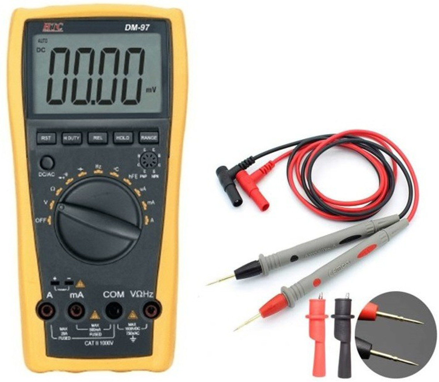 Image of HTC Instrument DM-97 Digital Multimeter 3 3 /4 TRMS-4000 Counts ,Capacitance,Frequency ,TEMP Digital Multimeter