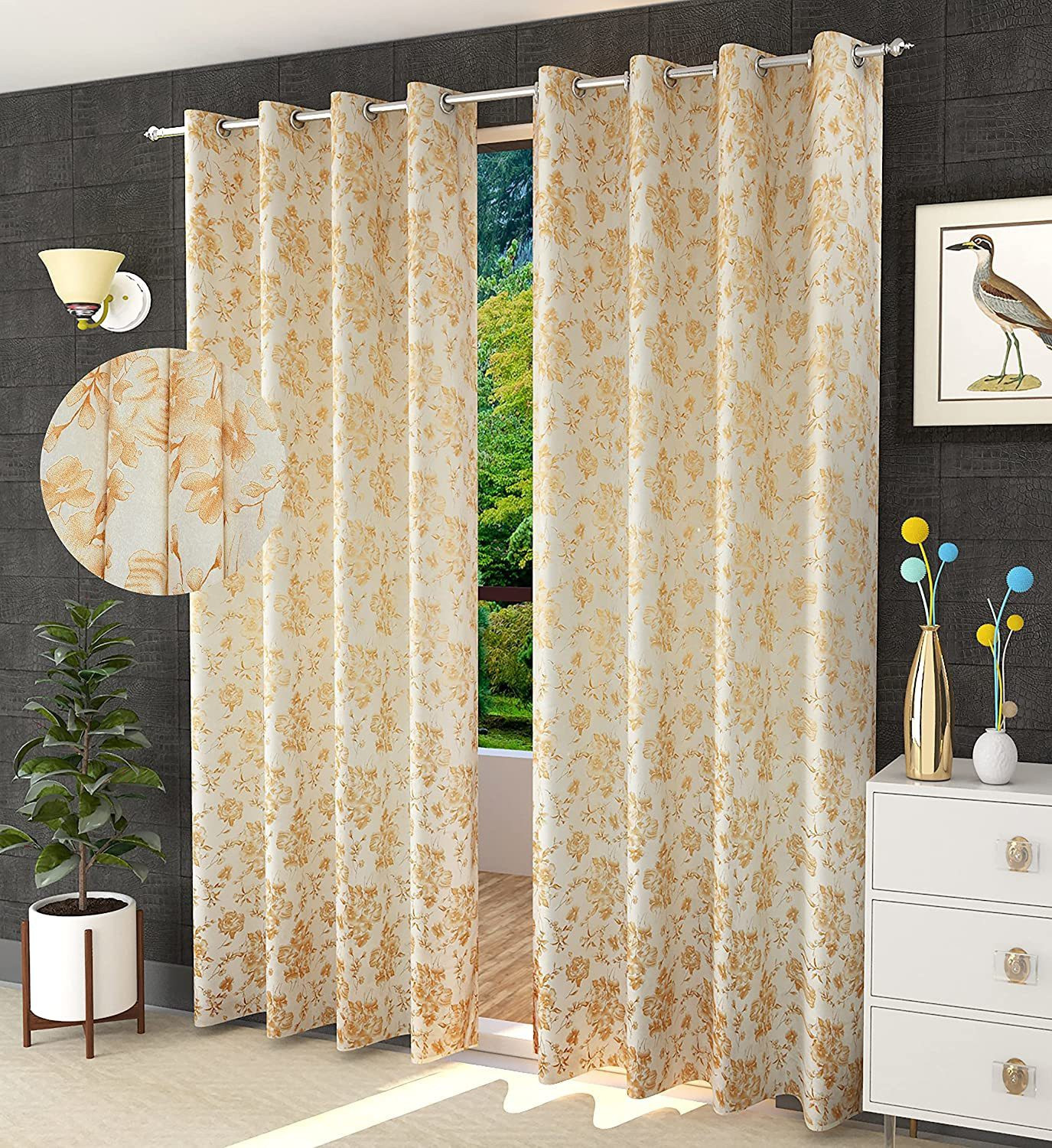 Image of A Next Step 213.36 cm (7 ft) Door Velvet Blackout Curtain (Pack Of 2)