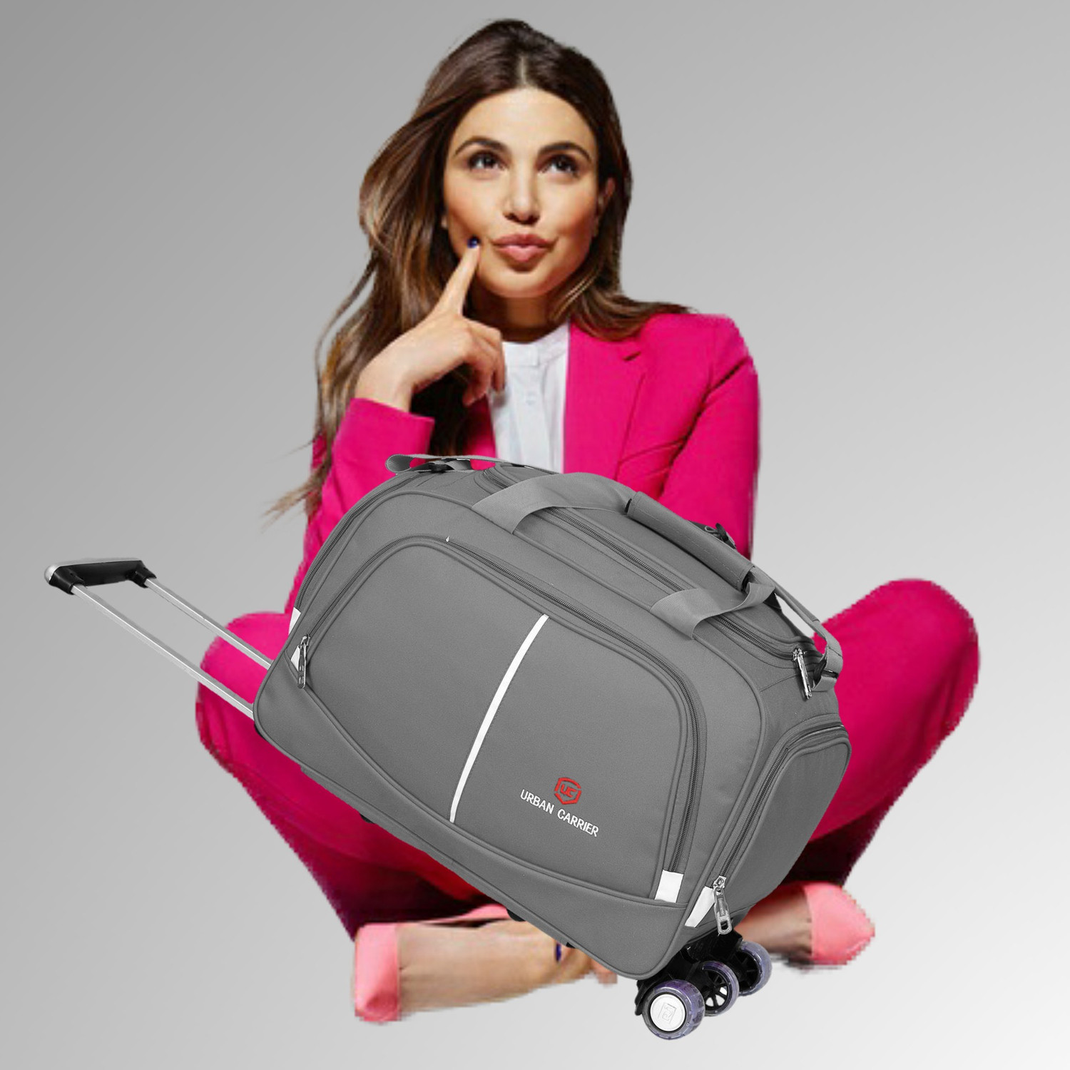Image of urban carrier (Expandable) 65 L Stylish Trolley Bag For Traveling Travel Duffel Luggage Bag Grey Duffel With Wheels (Strolley)