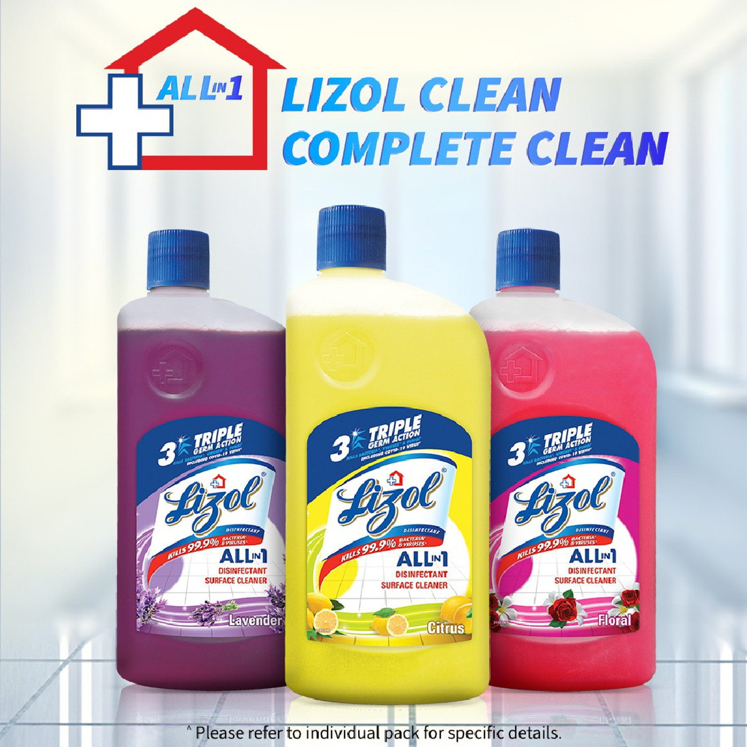 Image of Lizol Disinfectant Surface and Floor Cleaner Floral (2 x 1.25 L)