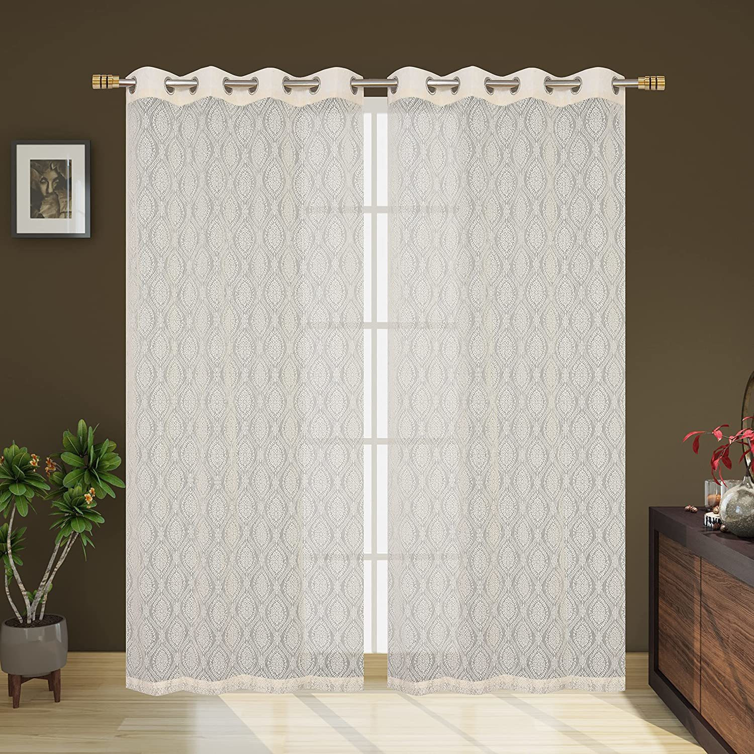 Image of Fabrilia 213 cm (7 ft) Door Net Semi Transparent Curtain (Pack Of 2)