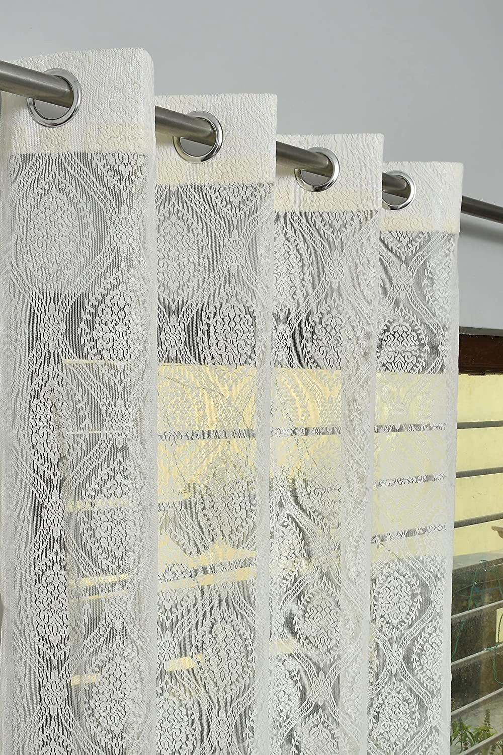 Image of Fabrilia 213 cm (7 ft) Door Net Semi Transparent Curtain (Pack Of 2)