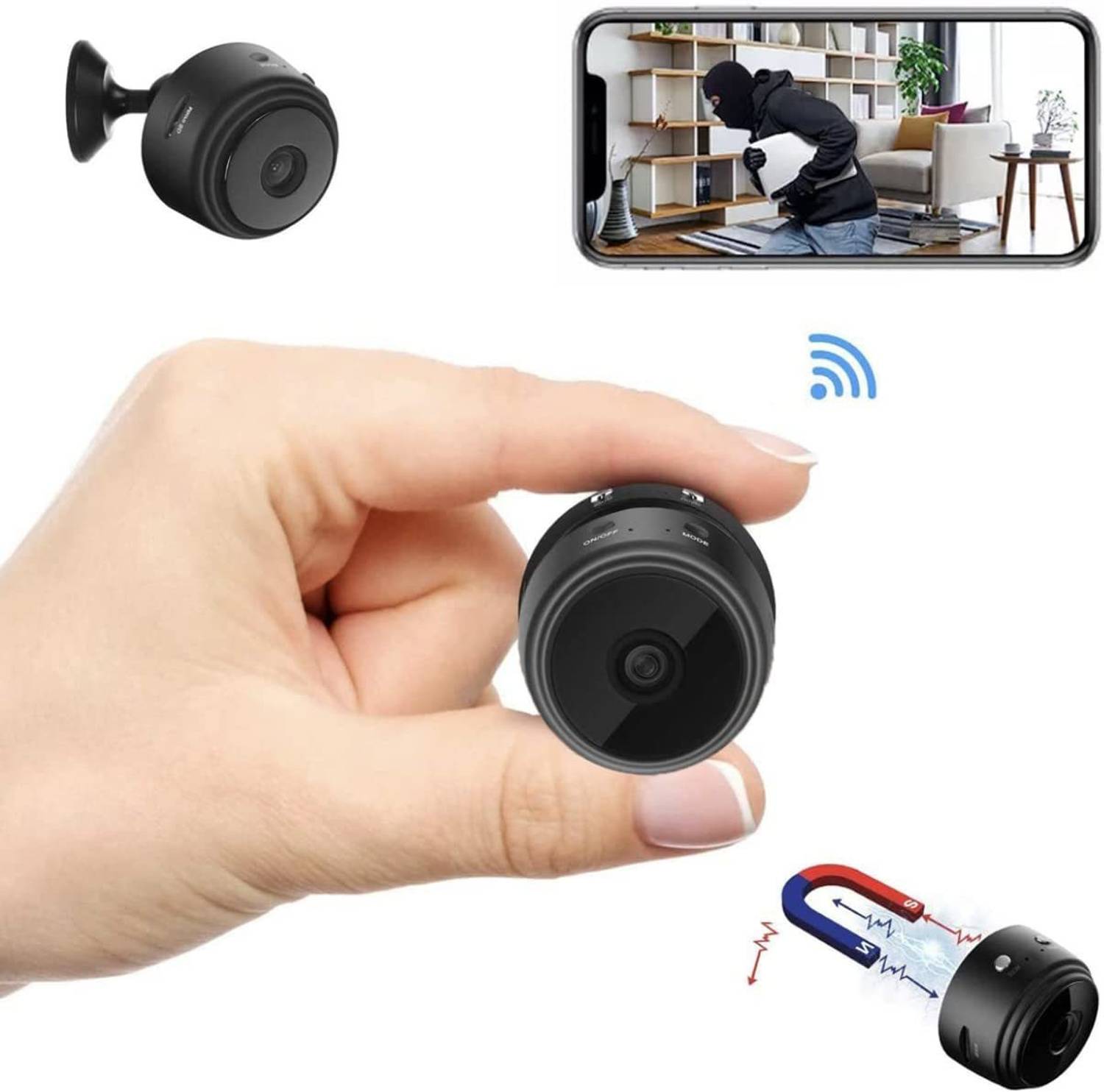 Bzrqx Mini Mini WiFi Hidden Cameras,Wireless Spy Cameras with Audio and Video Live Feed Sports and Action Camera