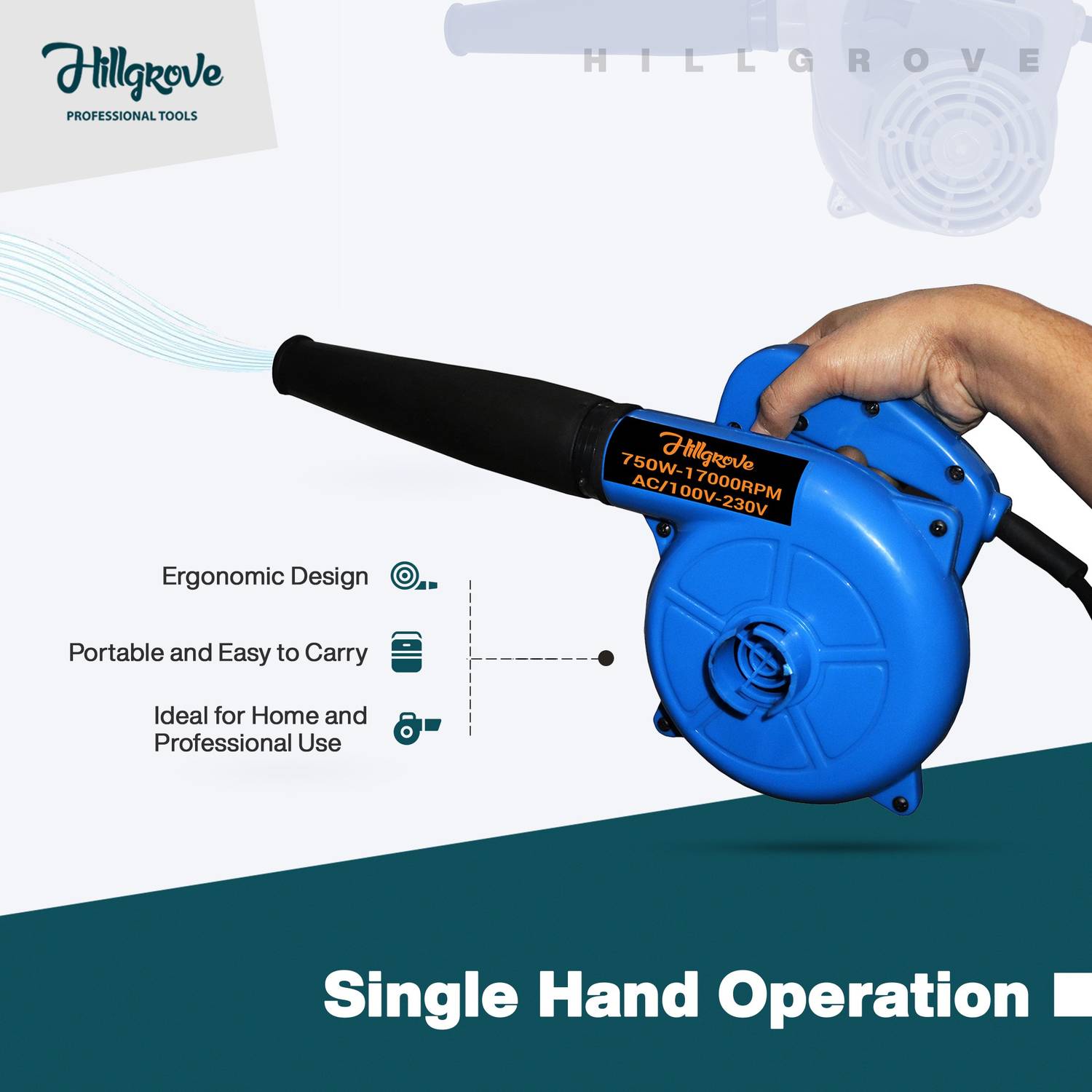 Hillgrove Blue 750W 17000RPM Air Blower and Dust Cleaner - Image 5