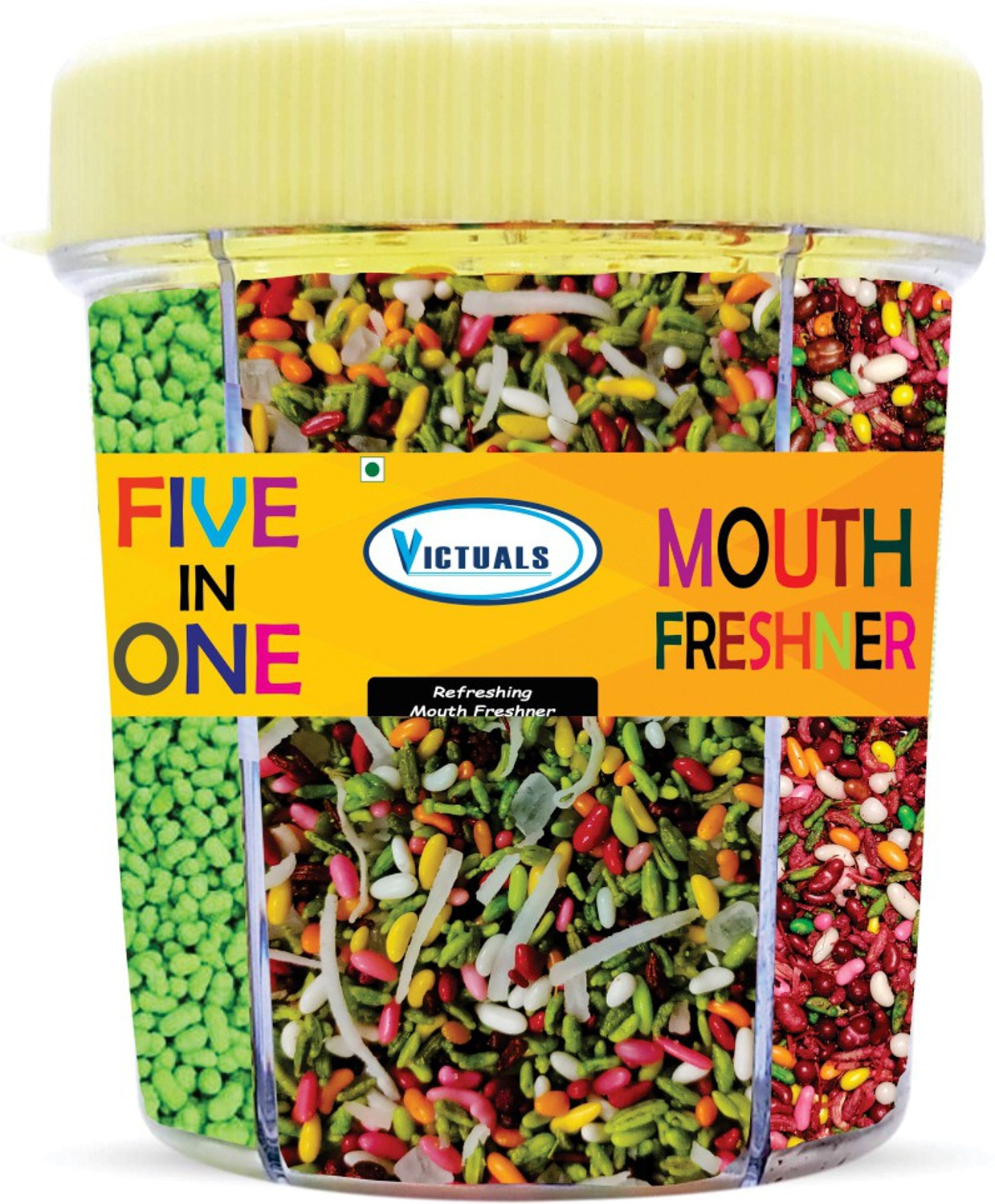 Image of Victuals 5 in 1 Mukhwas | Mouthfreshner | Mukhwas Box | Gulab Mukhwas, Punjabi Mukhwas, Colorful Saunf, White Madrasi Saunf, Green Madrasi Saunf Mouth Freshener
