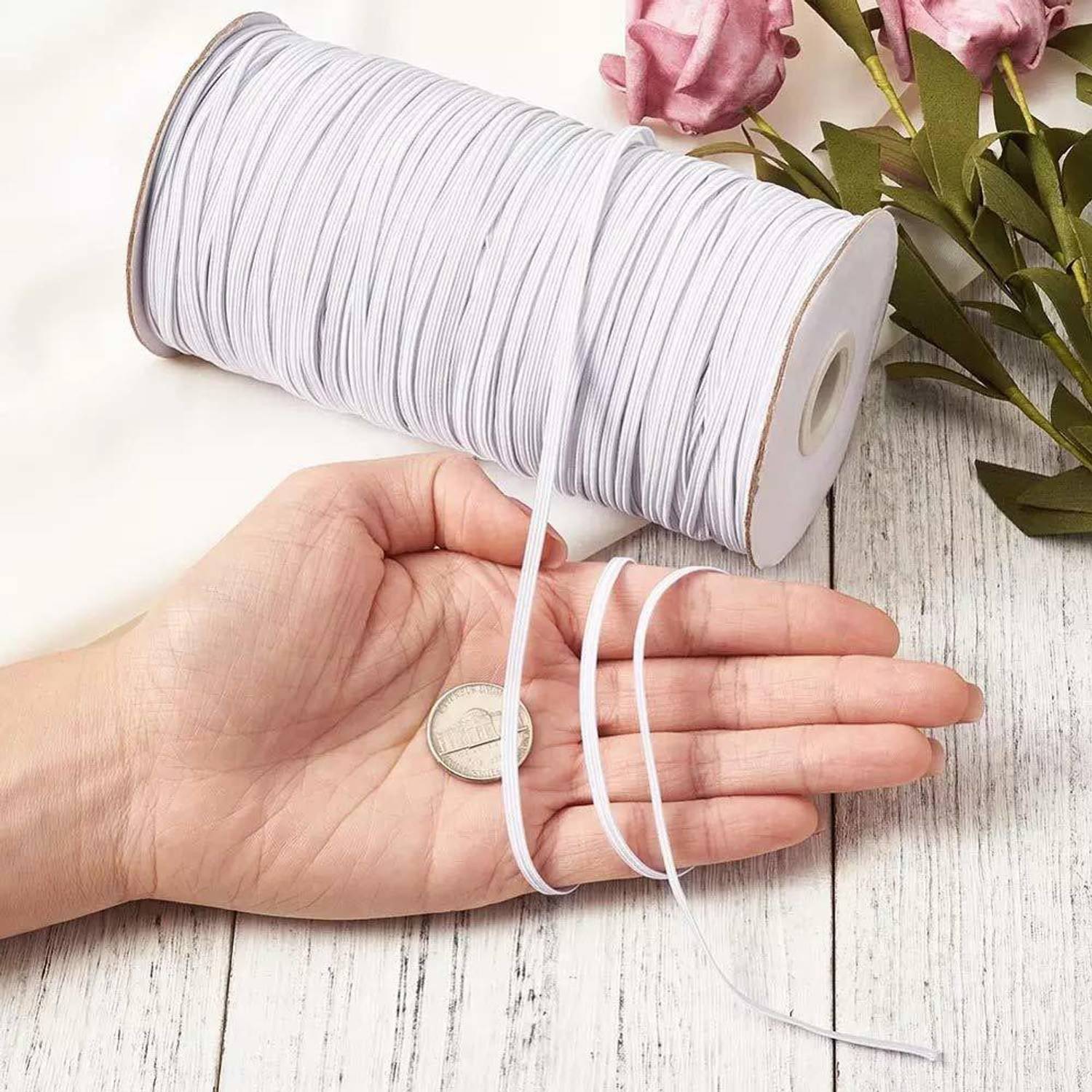 Bobbiny Braided White Elastic