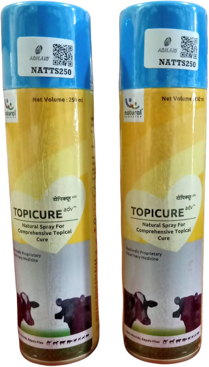 ADILAID Topicure Advanced Natural Spray for Comprehensive Topical Cure (Pack of 2) 250 ml Pet Coat Cleanser