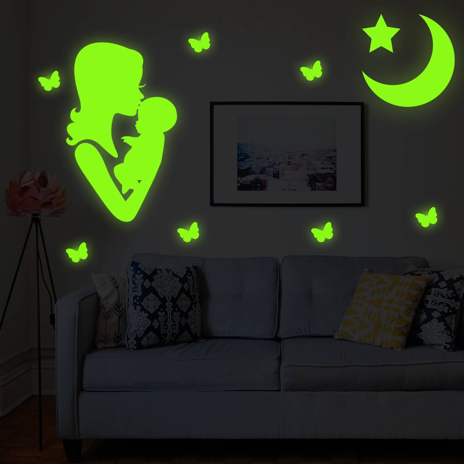 Ashamohar 29 cm Glow in The Dark Stars Love Mother Day Luminous Ceiling Sticker Stars Self Adhesive Sticker