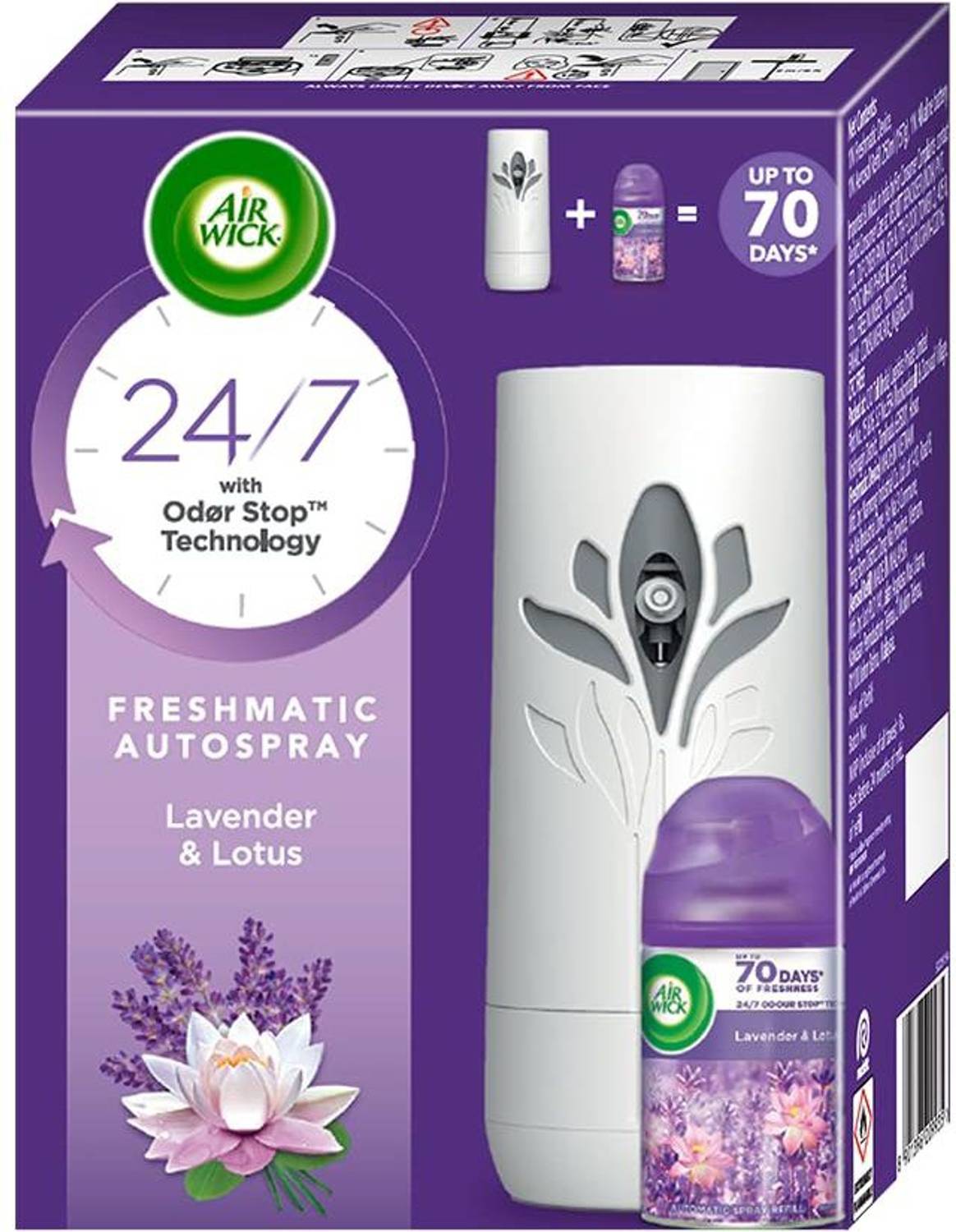 Airwick Lavender , Car Freshener Automatic Spray Freshmatic Automatic Air Freshener Complete Kit [Machine + Hills of Munnar refill - 250 ml]