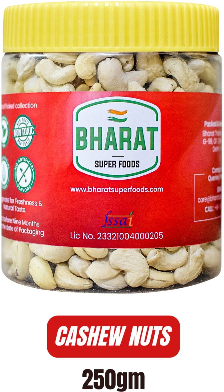 Bharat Super Foods Whole Premium Goa Cashew Nuts Big Size (100% Natural Kaju) 250gm Jar Pack Cashews