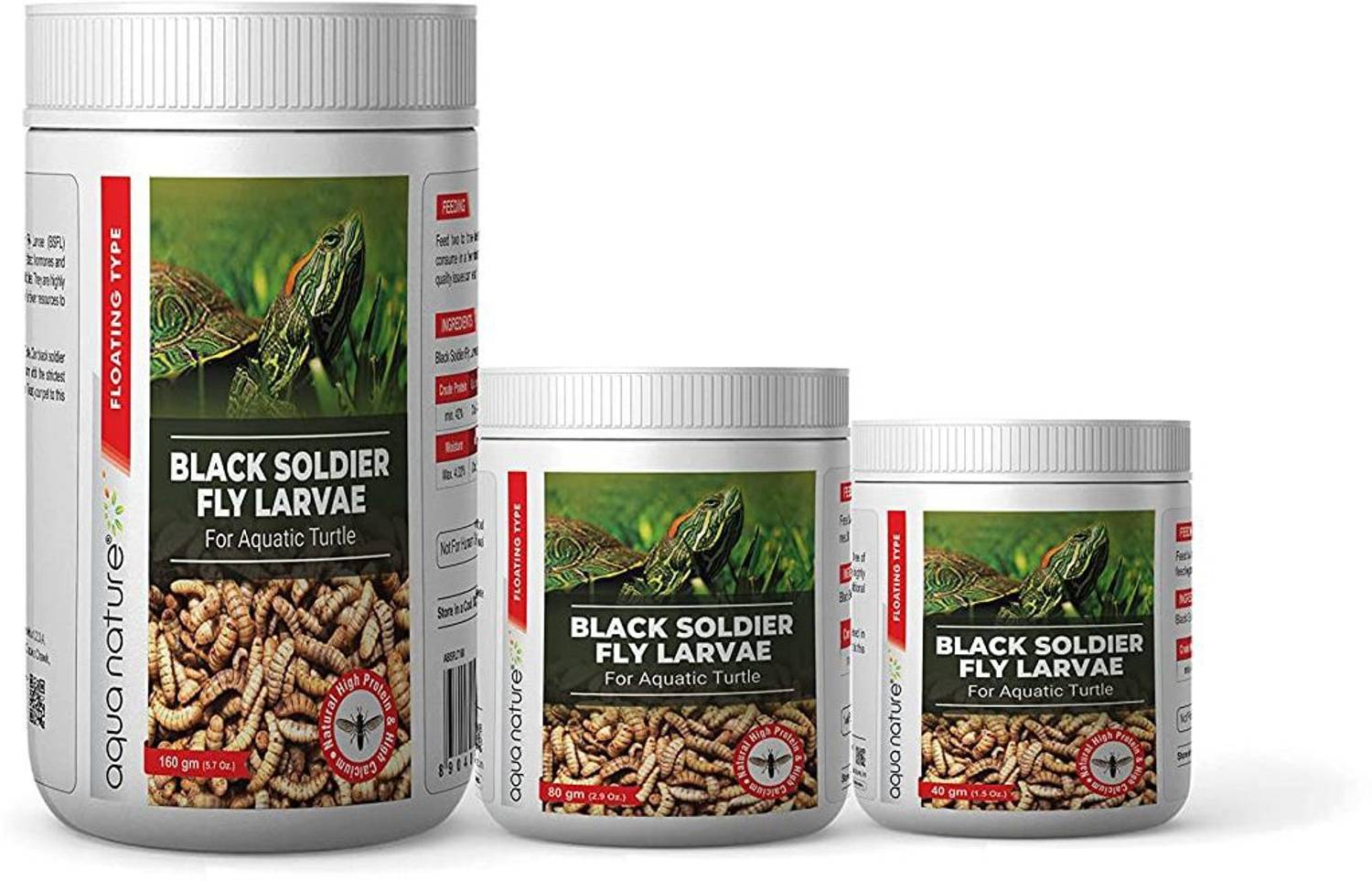 Aquanature Dried Black Soldier Fly Larvae Food For Turtle (160G) 0.16 kg Dry Adult, New Born, Senior, Young Turtle Food