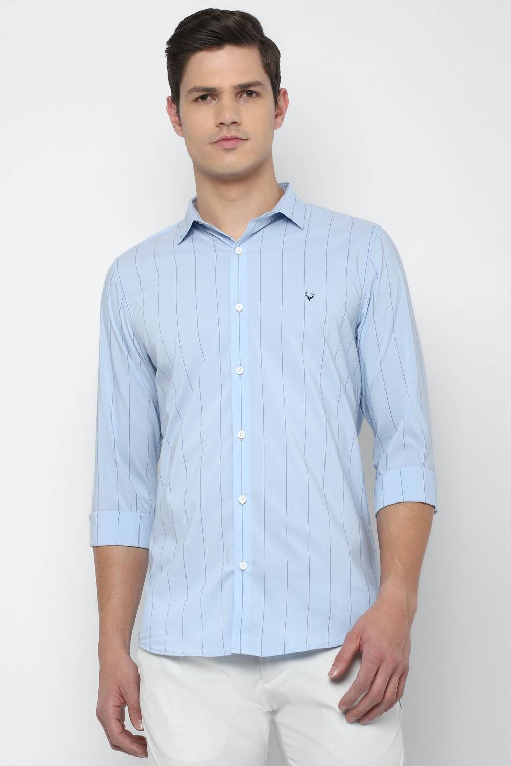 Allen Solly Men Striped Casual Blue Shirt