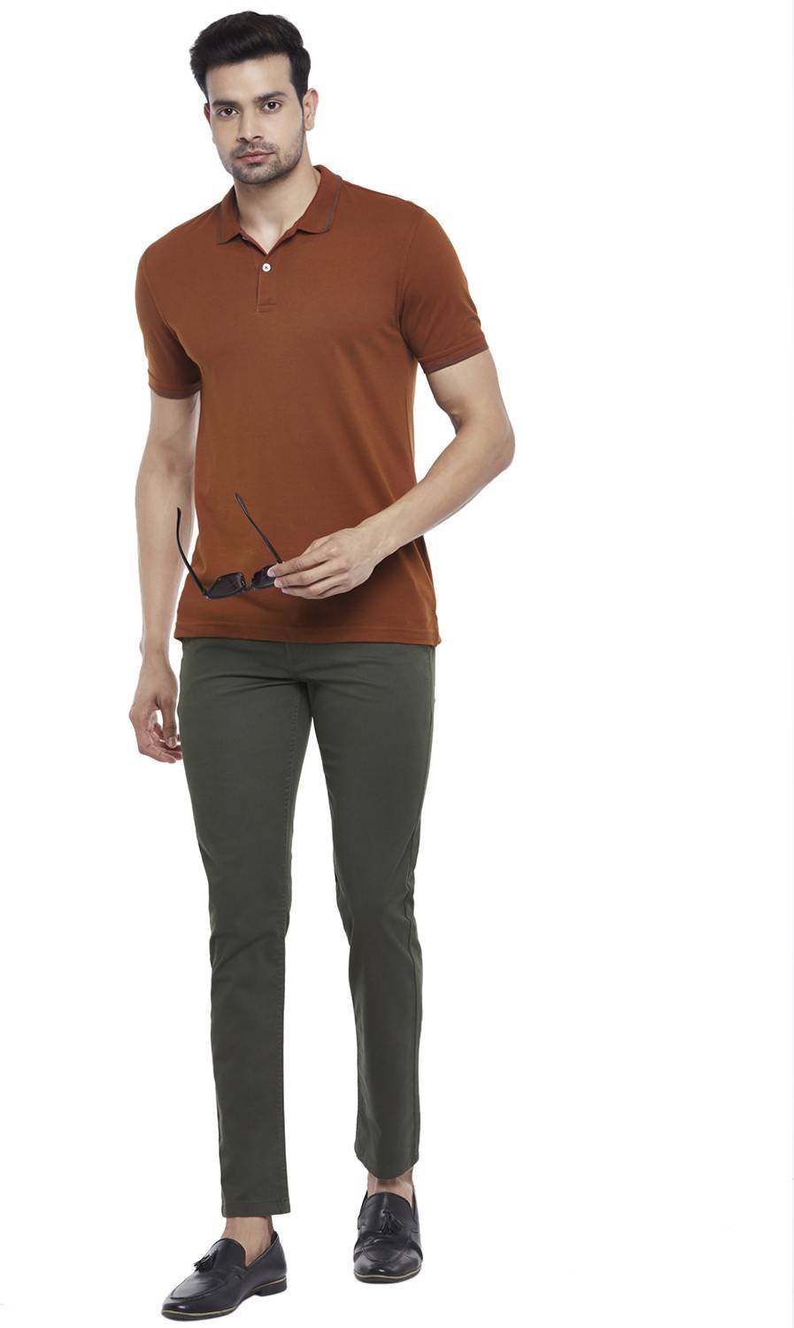 Byford by Pantaloons Slim Fit Men Green Trousers