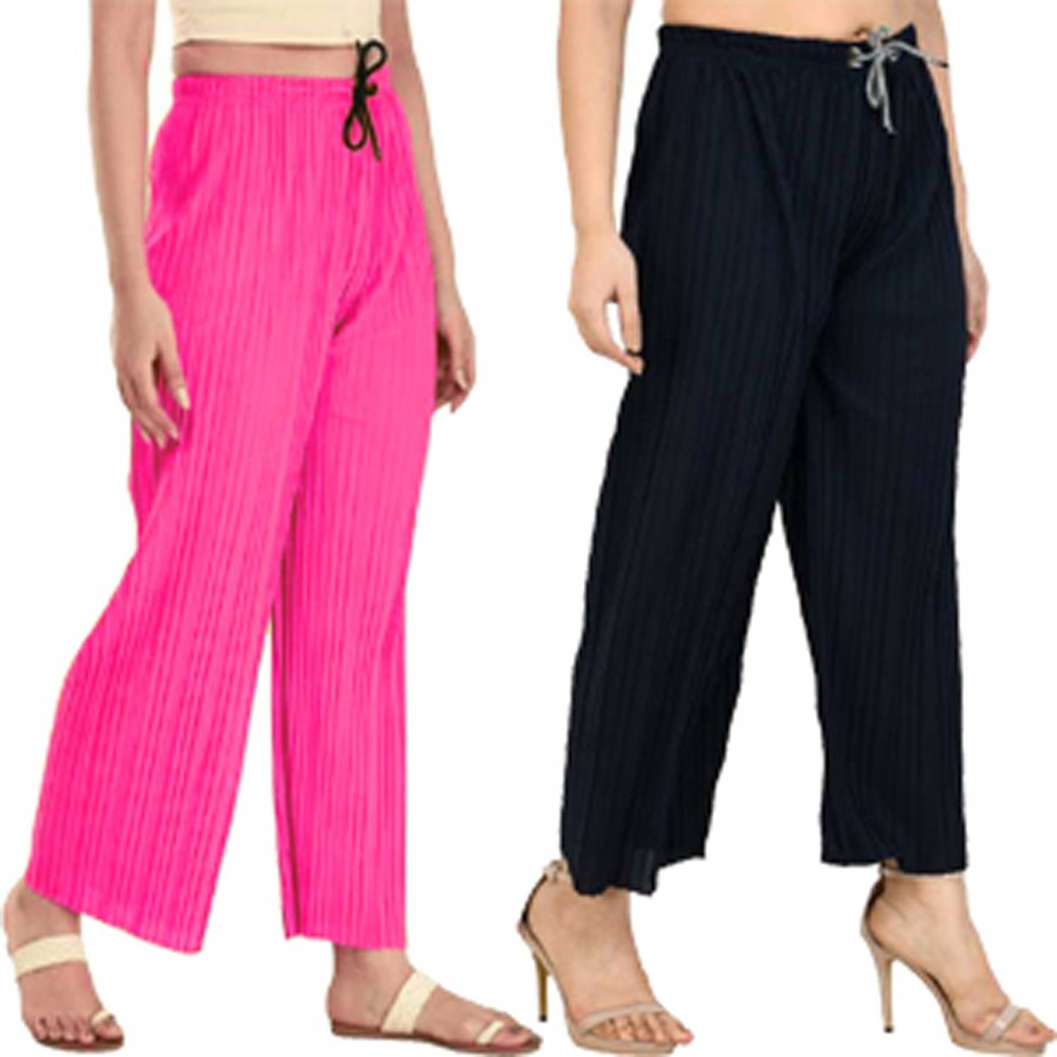 Annectant Relaxed Women Pink, Dark Blue Trousers