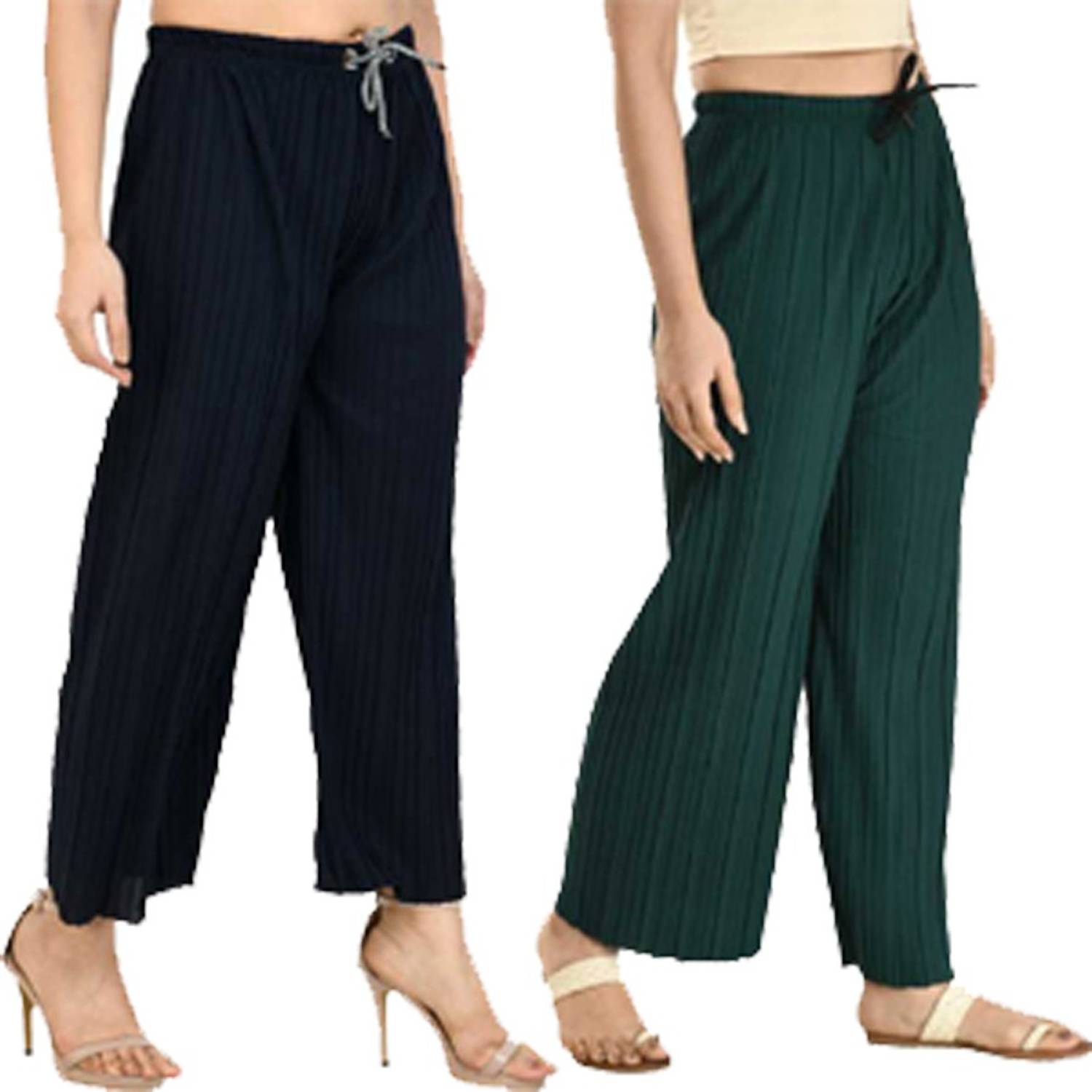 Annectant Relaxed Women Dark Blue, Dark Green Trousers