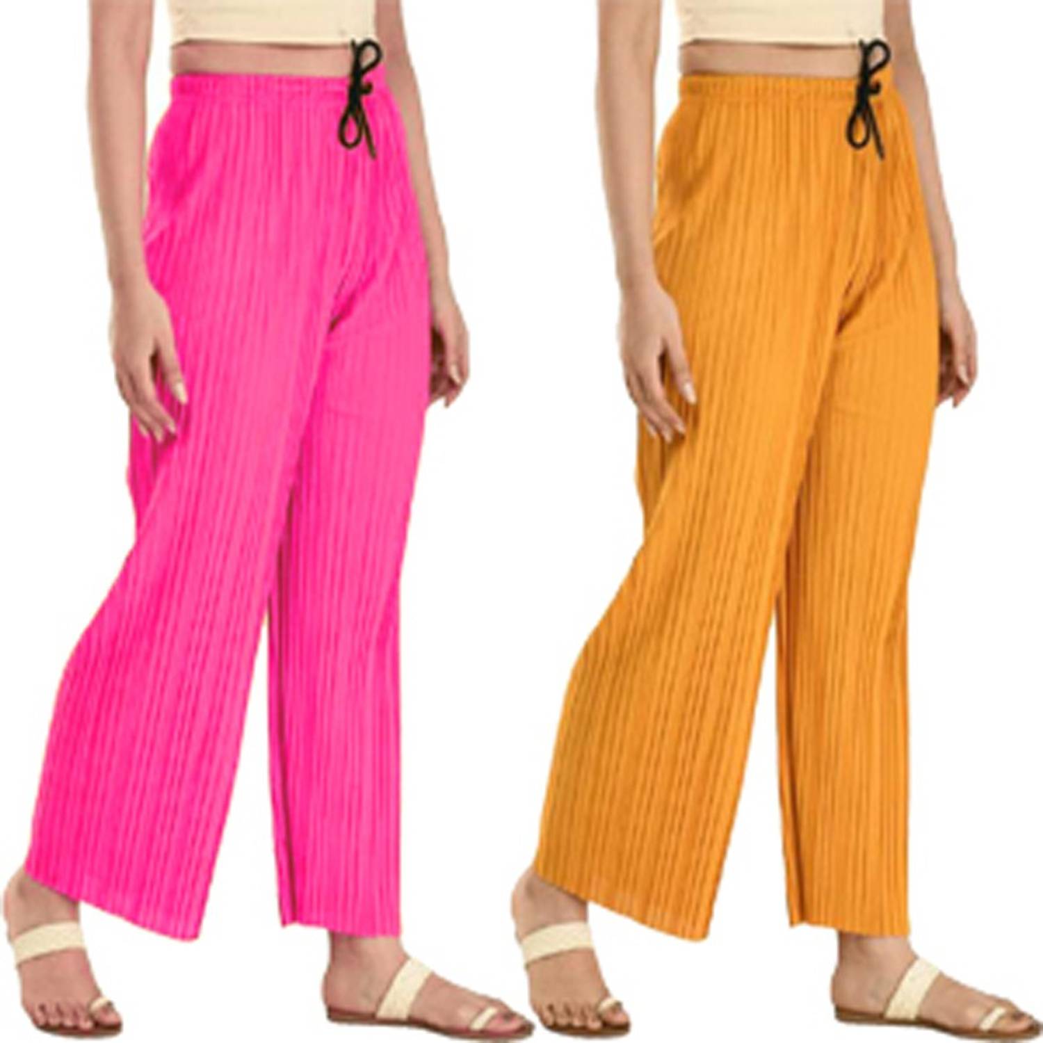 Annectant Relaxed Women Pink, Yellow Trousers