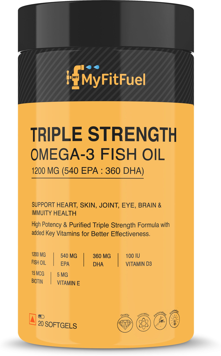 Image of MyFitFuel Omega 3 6 9 (Flax Seed Oil), Cold Pressed, 1000mg, 20 Softgel Capsules