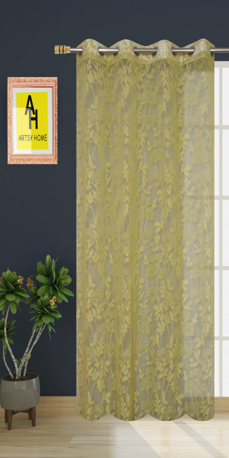 AH ARTSY HOME 214 cm (7 ft) Door Tissue, Net Semi Transparent Curtain Single Curtain