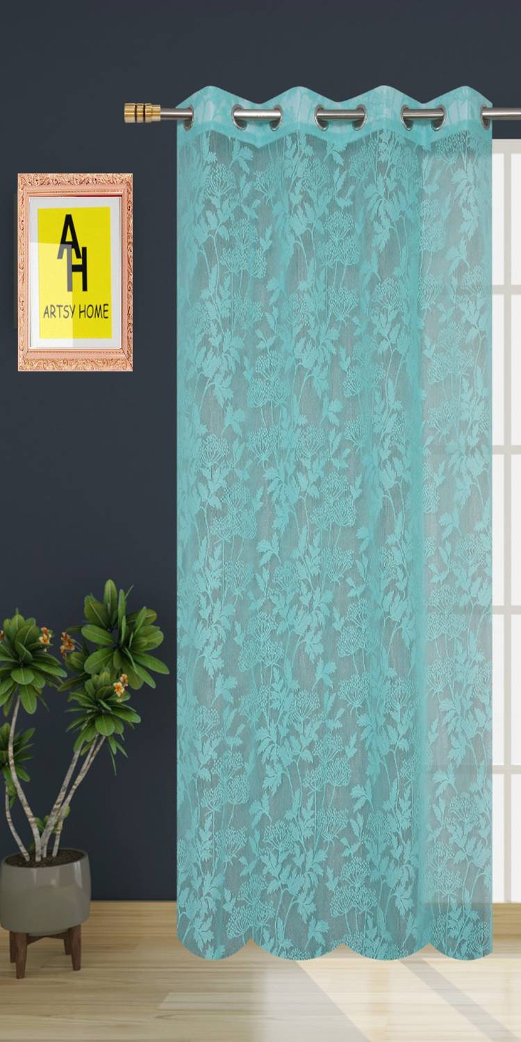 AH ARTSY HOME 154 cm (5 ft) Window Tissue, Net Semi Transparent Curtain Single Curtain