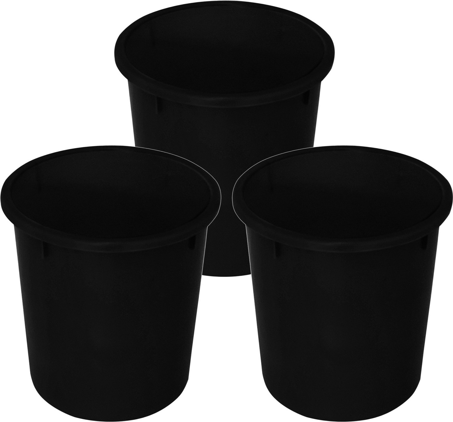 Image of KUBER INDUSTRIES Plastic Open Plastic Dustbin Without Lid, 5Ltr.- Pack of 3 (Black) Plastic Dustbin