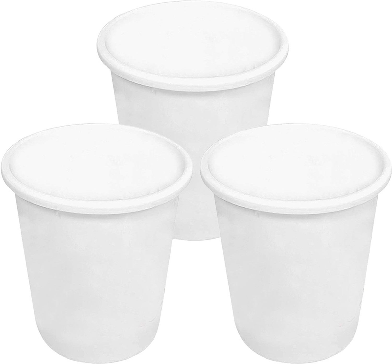 Image of KUBER INDUSTRIES Plastic Open Dustbin, Garbage Bin For Home, 5Ltr.- Pack of 3 (White)-47KM01057 Plastic Dustbin