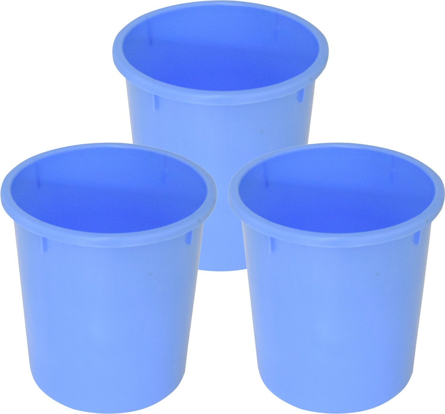 Image of KUBER INDUSTRIES Open Plastic Dustbin Without Lid, 5Ltr.- Pack of 3 (Blue) Plastic Dustbin