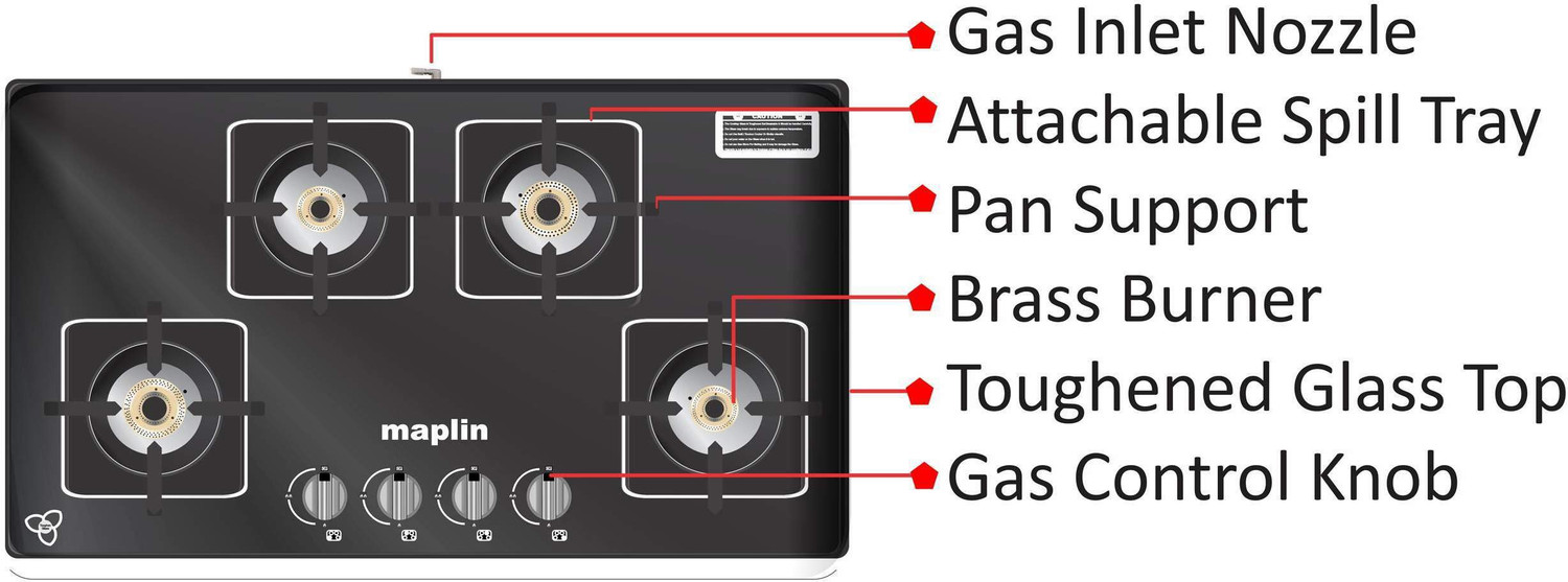 Image of Maplin GH04 Auto Ignition Glass Automatic Hob