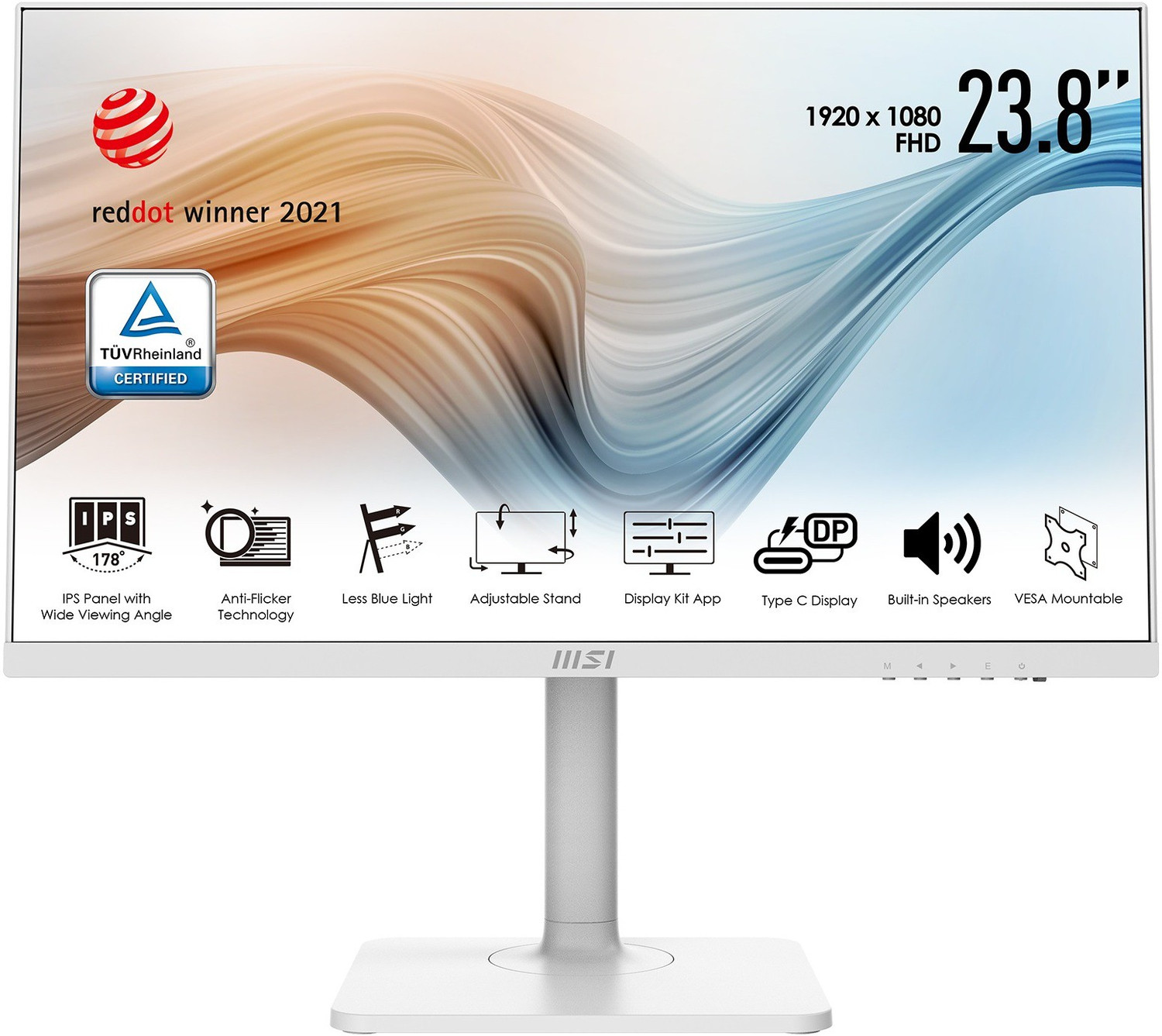 Image of MSI 60.96 cm (24 inch) Full HD LED Backlit IPS Panel Speakers,TypeC,Height Adjustable Monitor (Modern MD241PW)