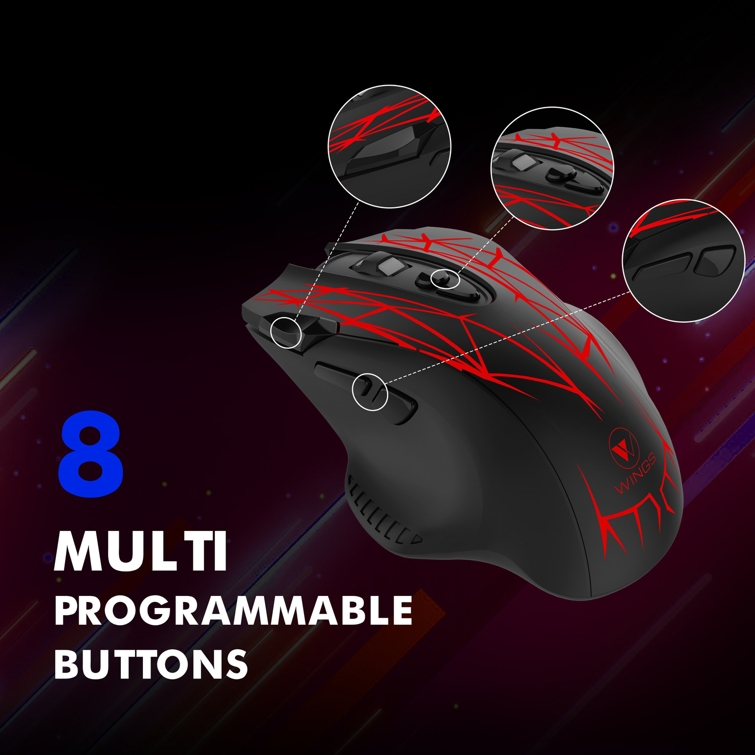 Image of Wings Crosshair 200 Wired Ambidextrous Optical Gaming Mouse