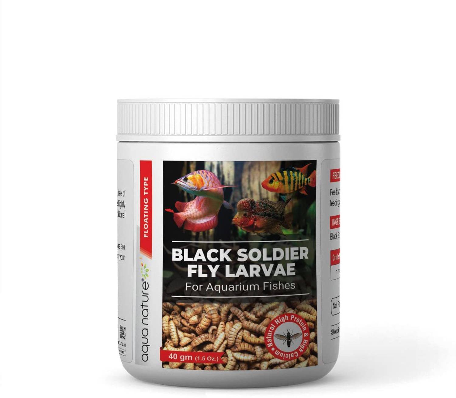 Aquanature High Protein Dried Black Soldier Fly Larvae Food Aquarium Fish (40g) 0.4 kg Dry Adult, New Born, Senior, Young Fish Food