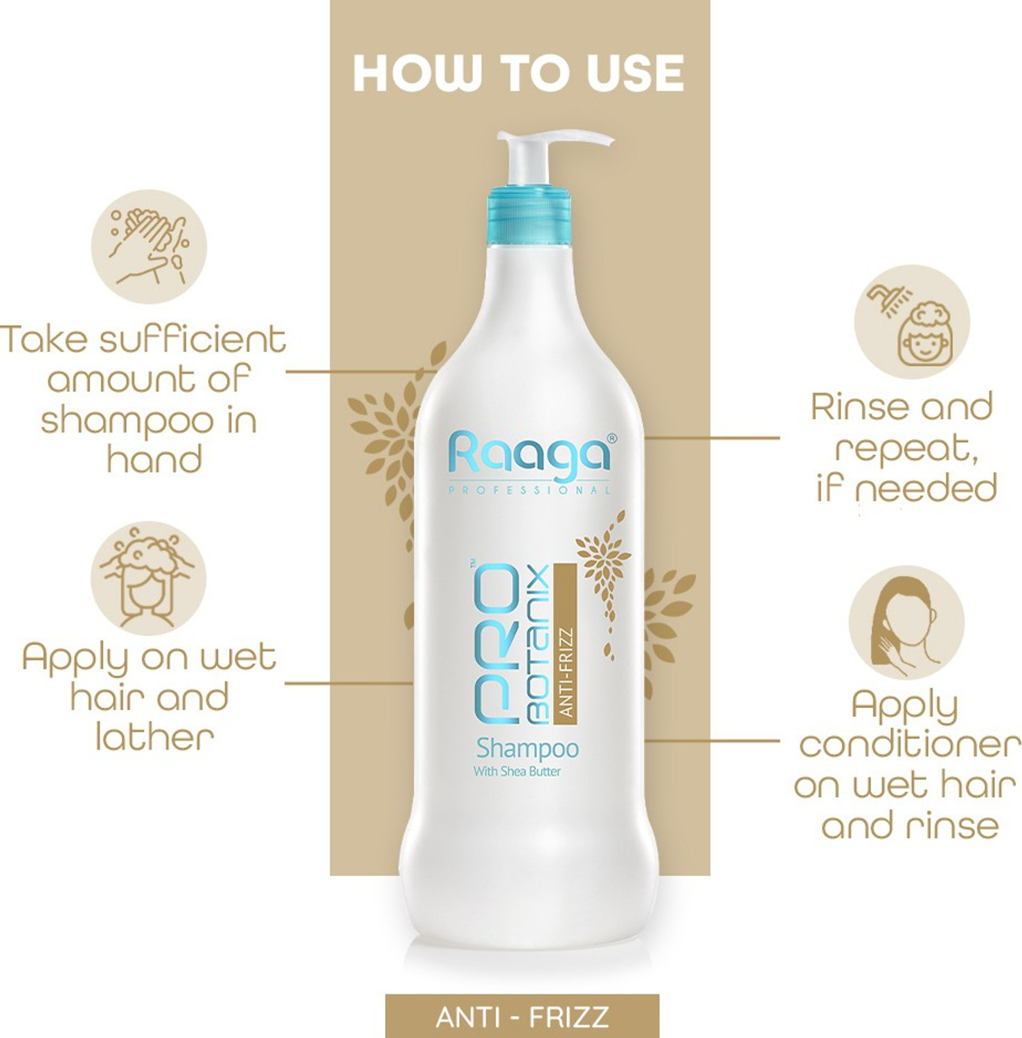 Image of RAAGA PROFESSIONAL Pro Botanix Shampoo | Anti Frizz | 1000 ml