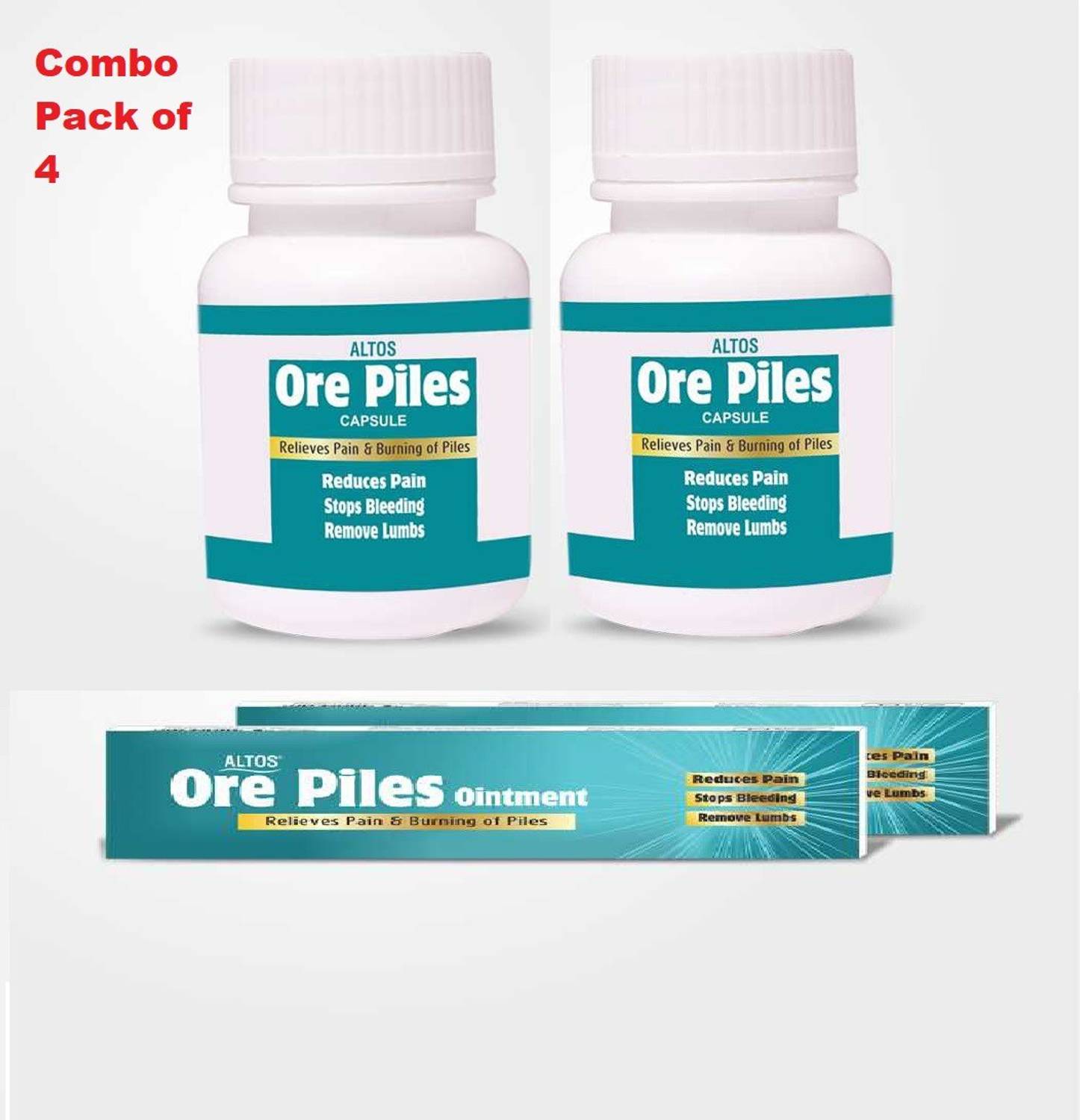 ALTOS ORE PILES CAPSULE & OINTMENT for Pain, Burning of Piles & Lumps (60caX2 & 30gX2)