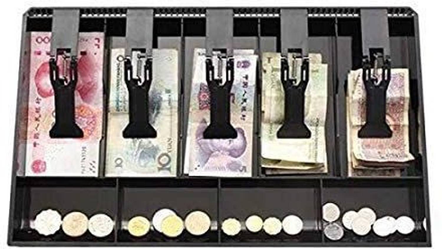 BIYALI Cashier Cash Drawer 5 Bills 4 Coins ABS Storage Box (9 Compartments) Cash Box