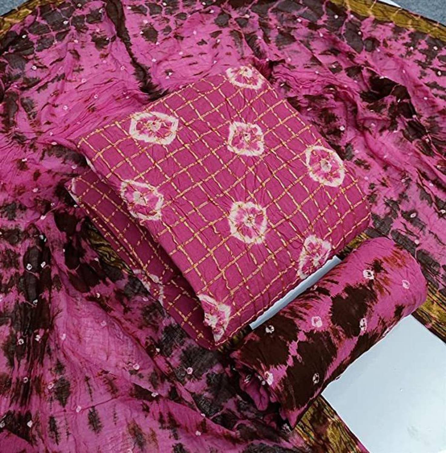 Aayal Fab Cotton Blend Checkered Salwar Suit Material