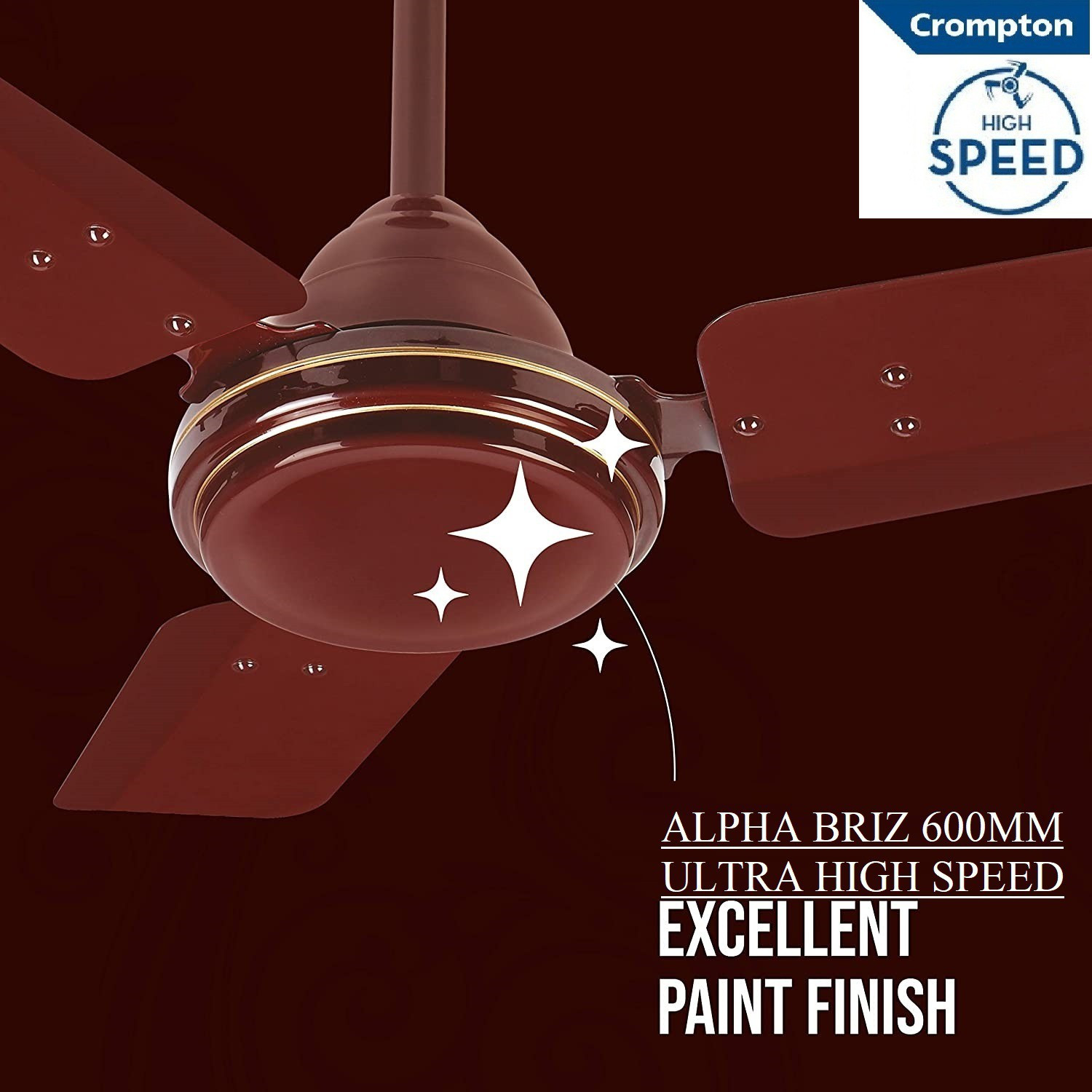 Image of Crompton SUREBREEZE HS Plus ULTRA HIGH SPEED 100% COPPER MOTOR LONGER LIFE 600MM /24inch25 with 24 Months Warranty Energy Saving 600 mm Ceiling Fan