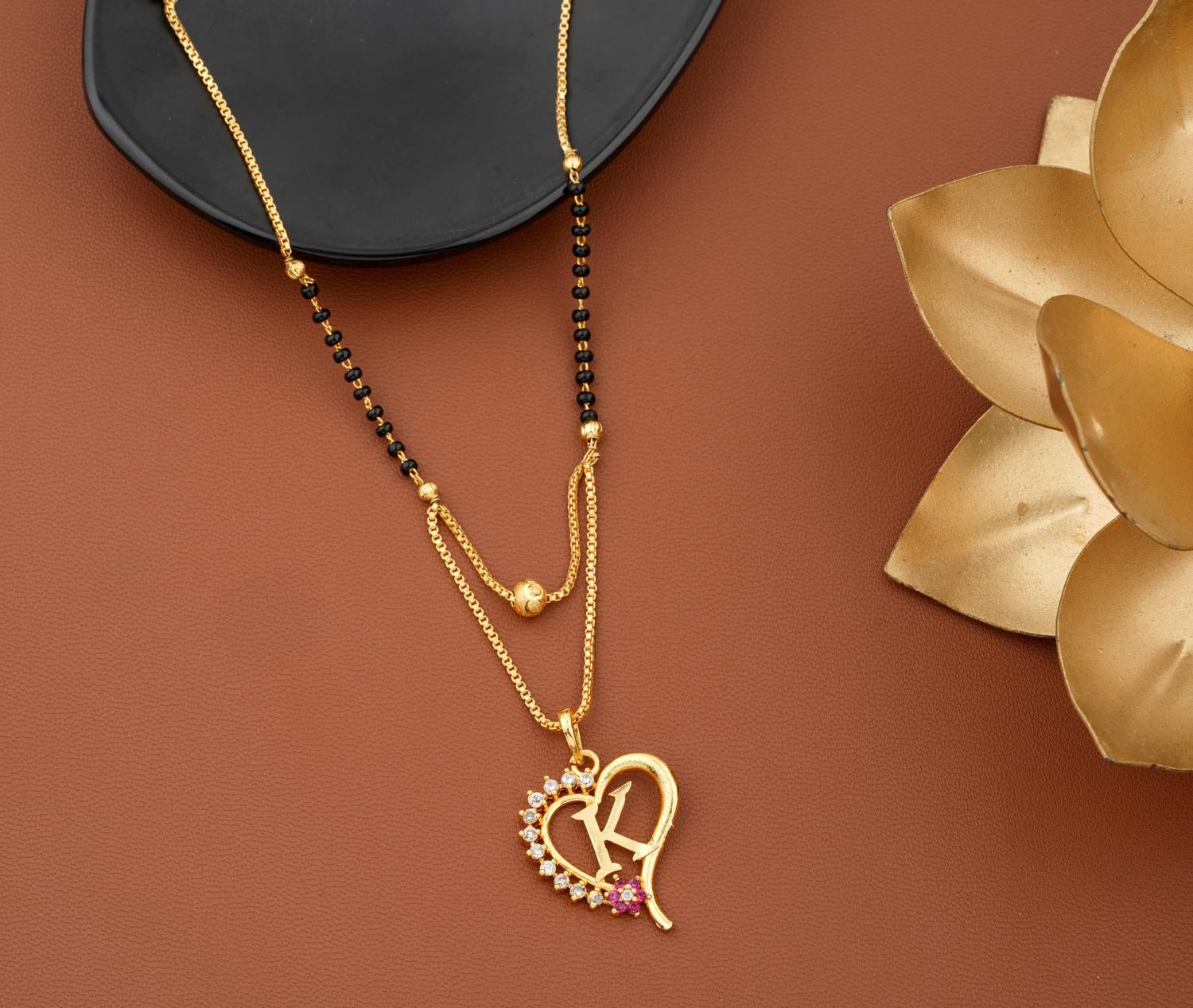 CRAFTSTER ''K'' letter antic stylish gold design mangalsutra for women Alloy Mangalsutra