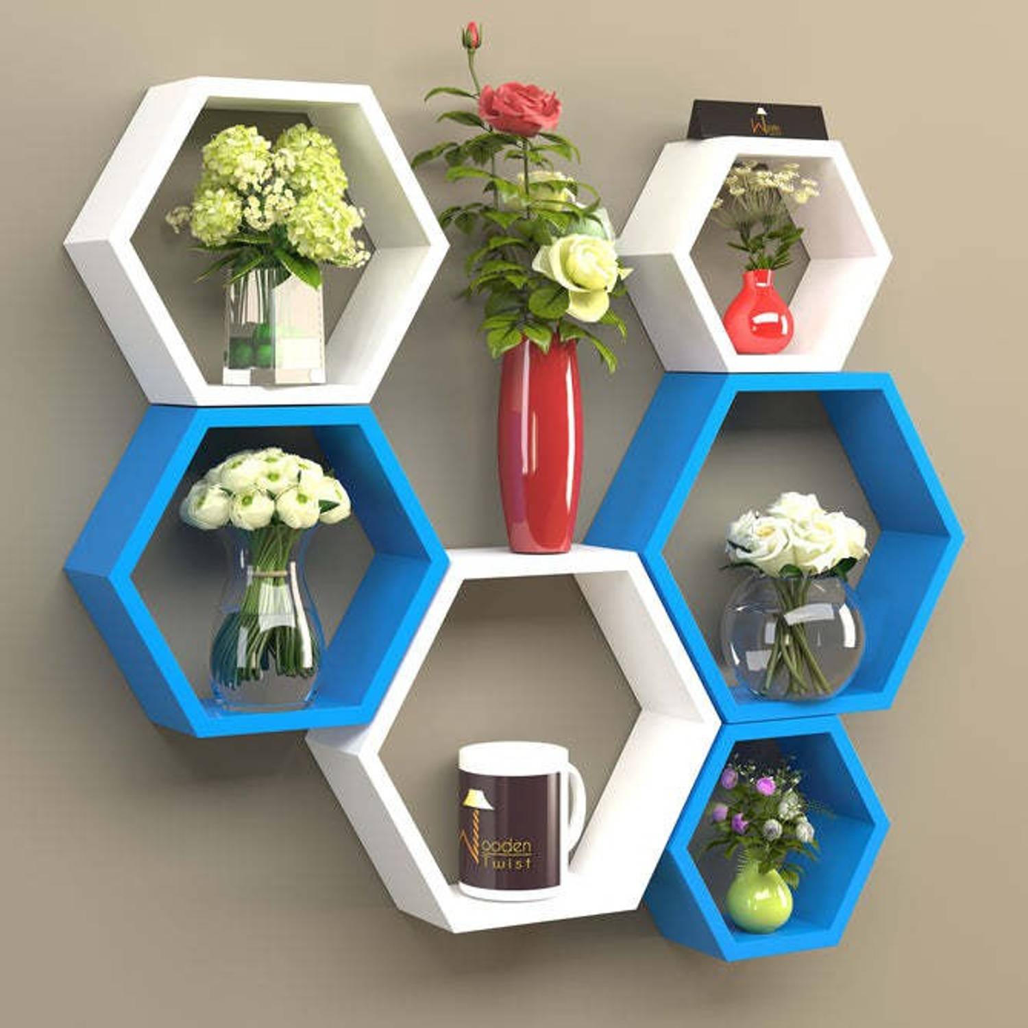 Onlineshoppee AFR994 Wooden Wall Shelf (Number of Shelves - 6, Wh