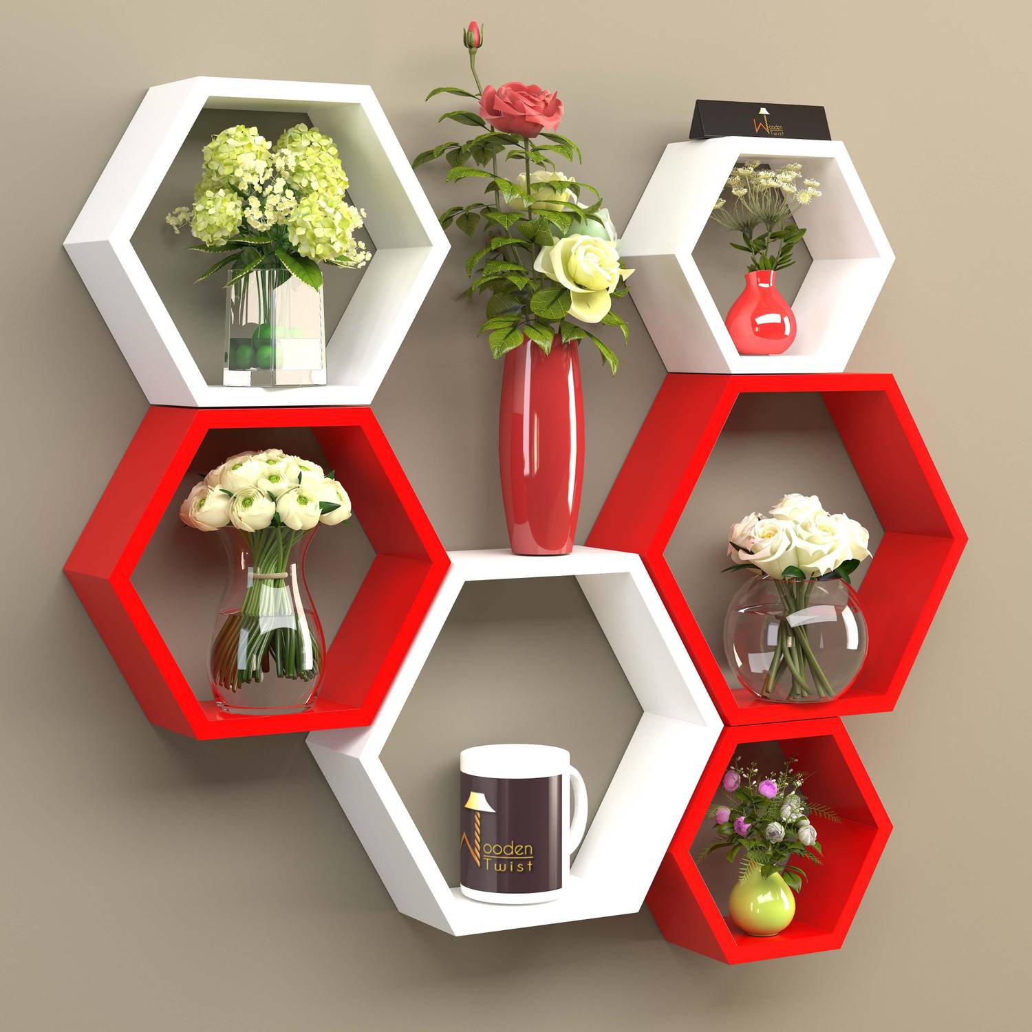 Onlineshoppee AFR995 Wooden Wall Shelf (Number of Shelves - 6, Wh