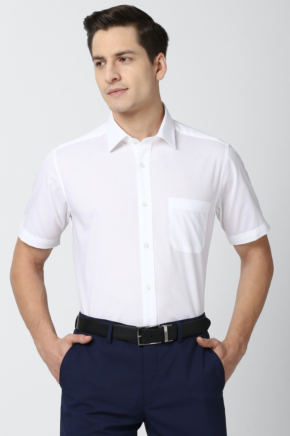 Image of PETER ENGLAND Men Solid Formal White Shirt