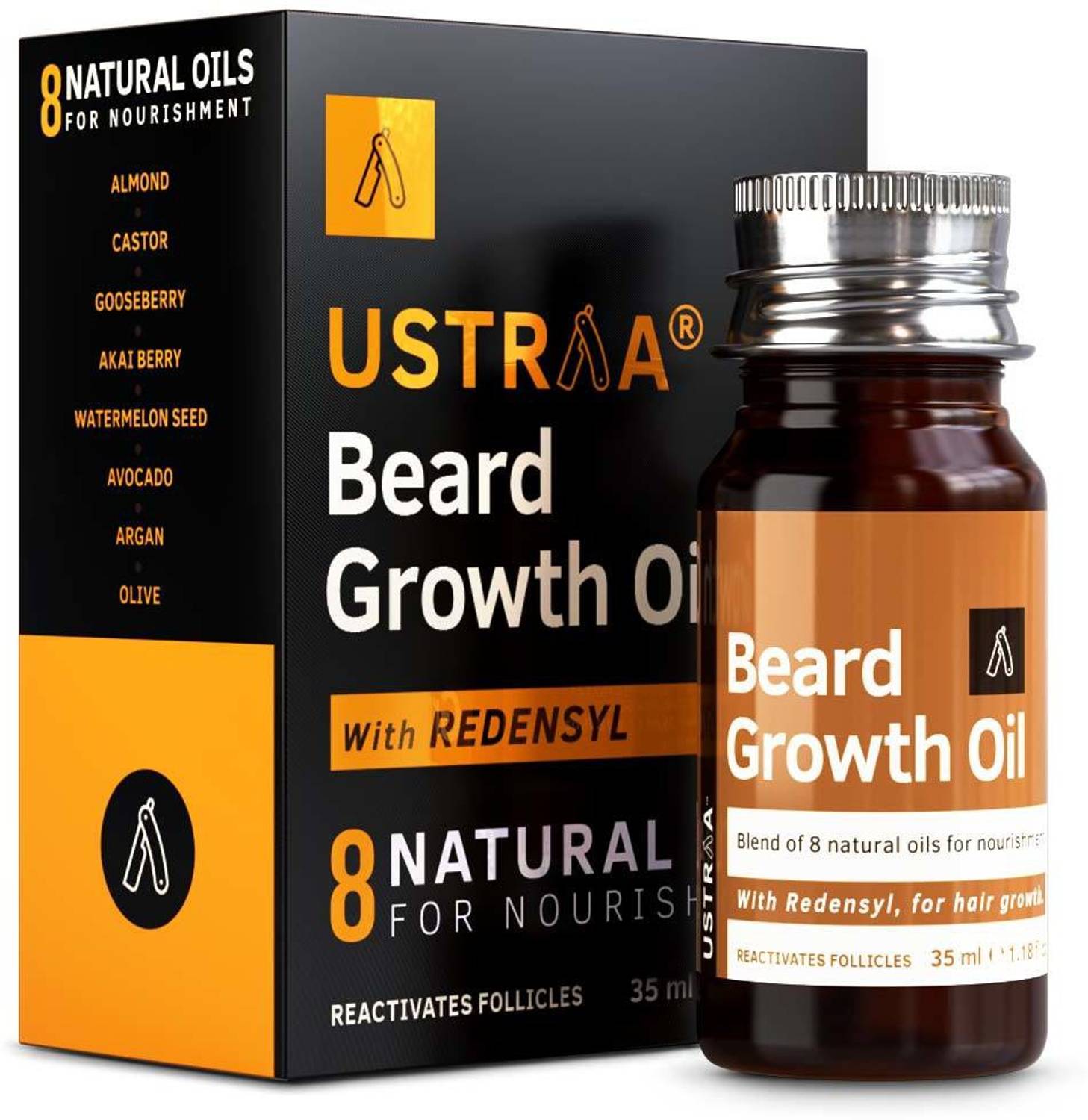 USTRAA Beard Growth Oil - 35ml - More Beard Growth, With Redensyl