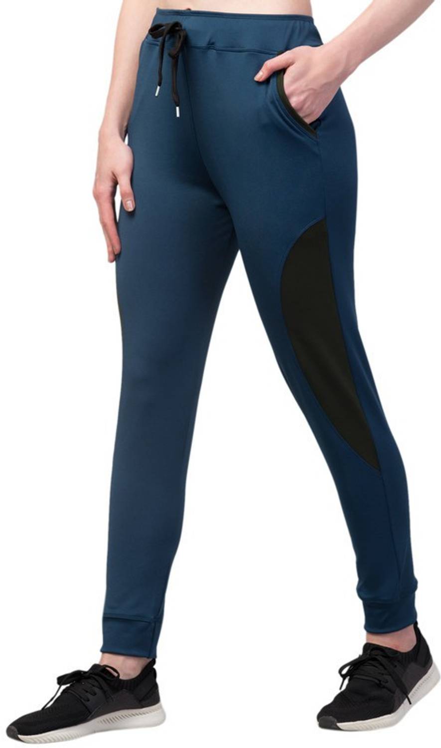 Bluecon Women Colorblock Blue Track Pants