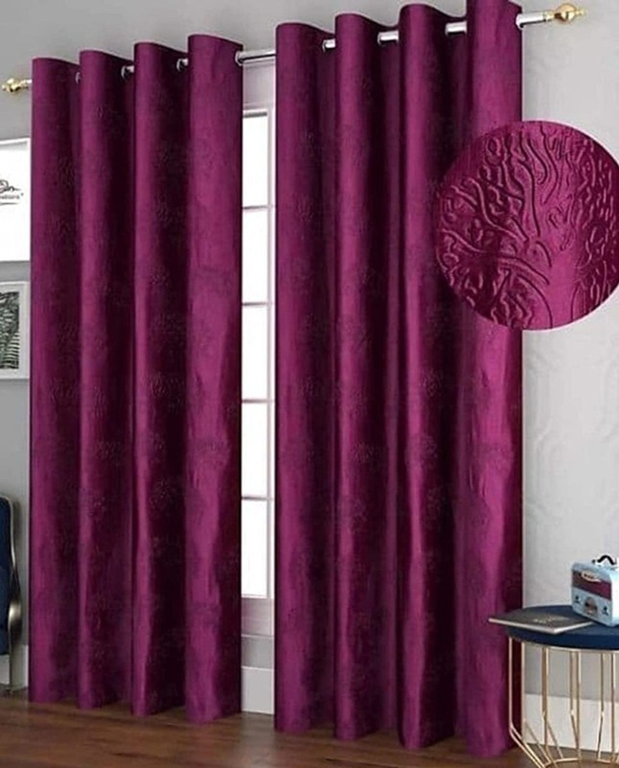 Image of Quibble 274 cm (9 ft) Long Door Polyester Semi Transparent Curtain (Pack Of 2)