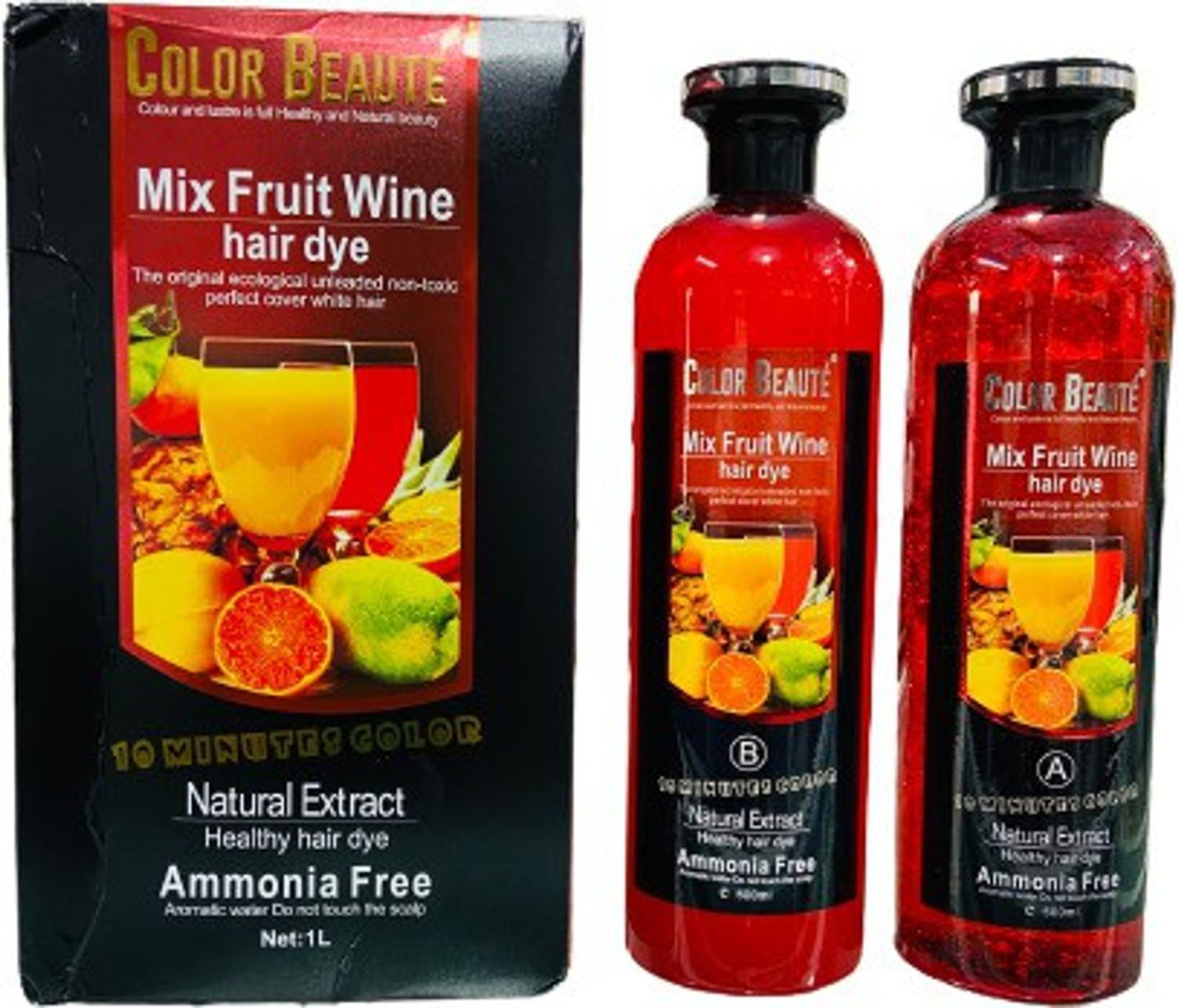 Color Beaute MIX FRUIT WINE HAIR DYE , NATURAL BLACK