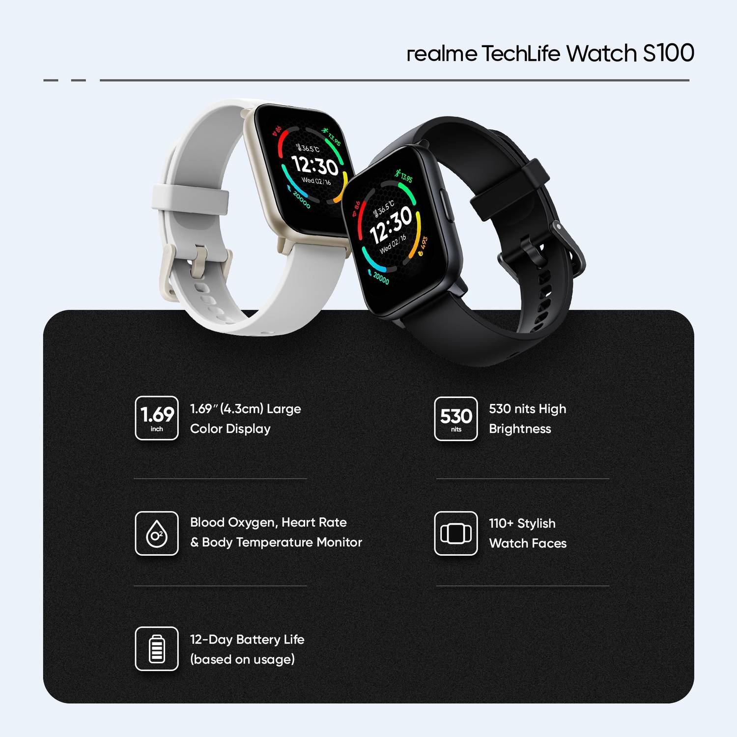 रीअलमे Watch S100 1.69" HD Display Smartwatch - Image 2