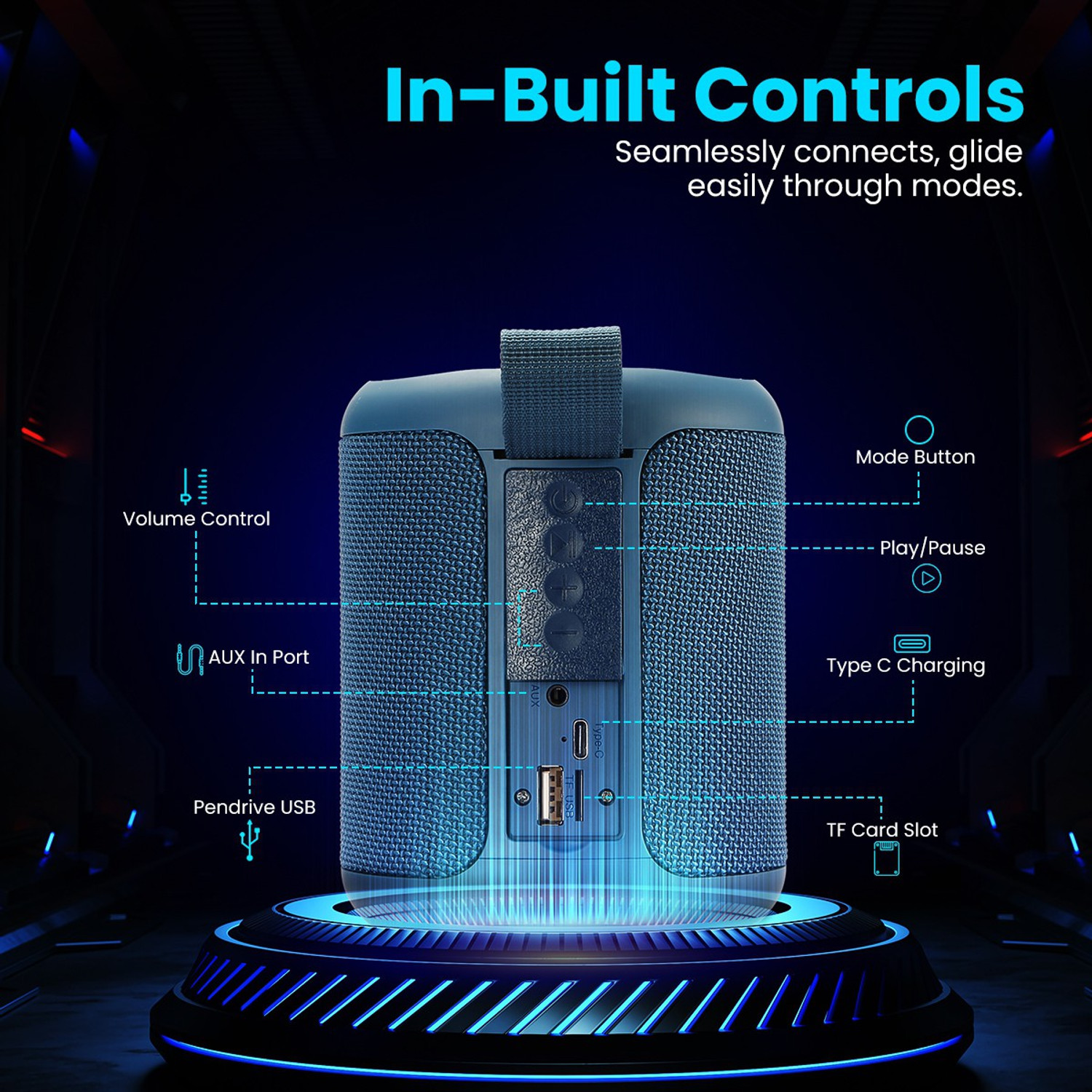 Image of Portronics SoundDrum P Wireless with 6-7 hrs Playback Time, Handsfree Calling, 20 W Bluetooth Speaker