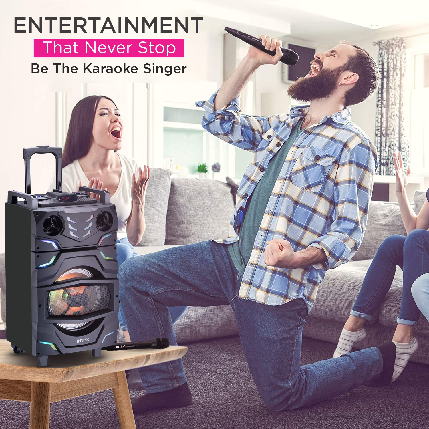 Image of Intex Multimedia Speaker T-300 TUFB (Dual) 42 W Bluetooth Party Speaker